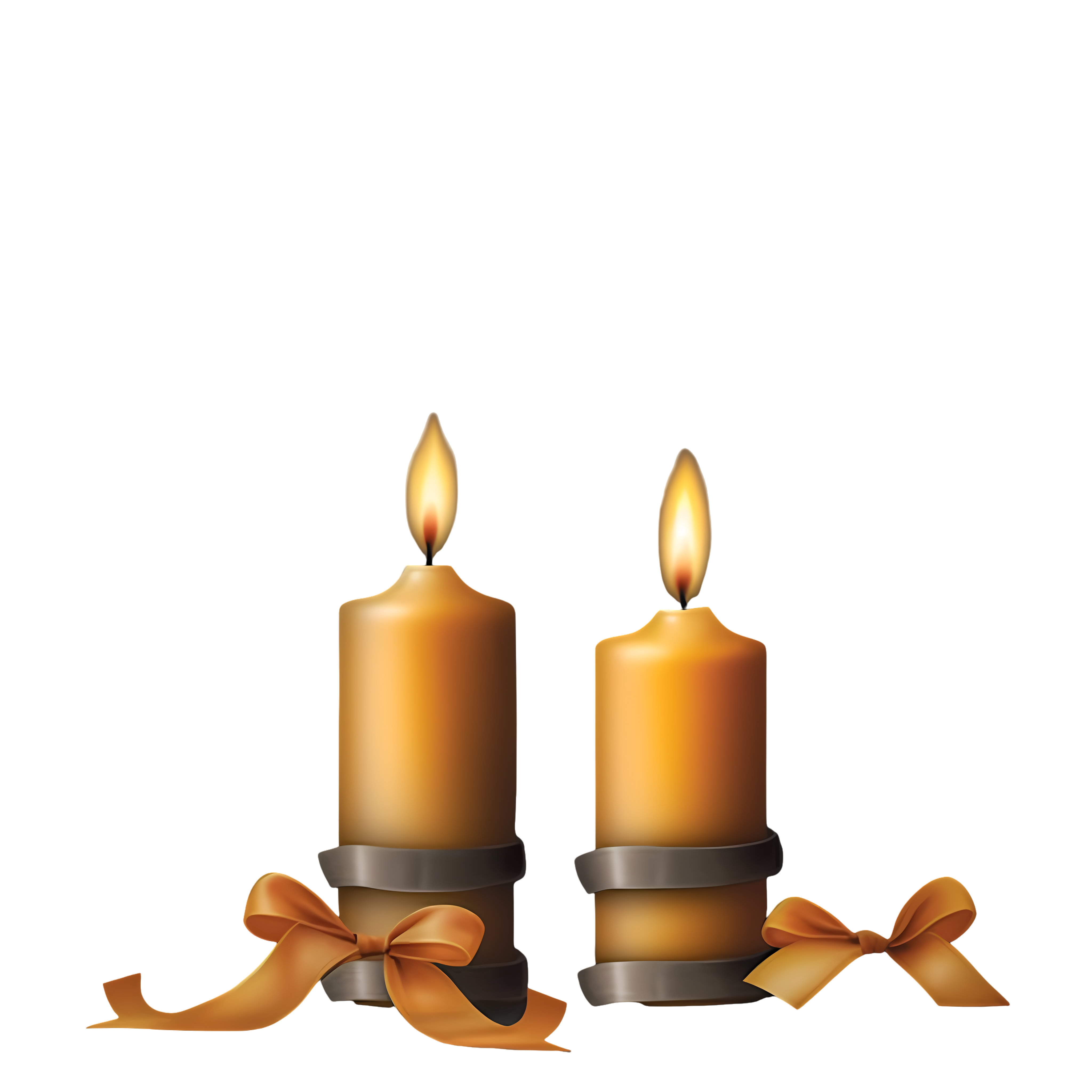 Two burning candles with bow graphics