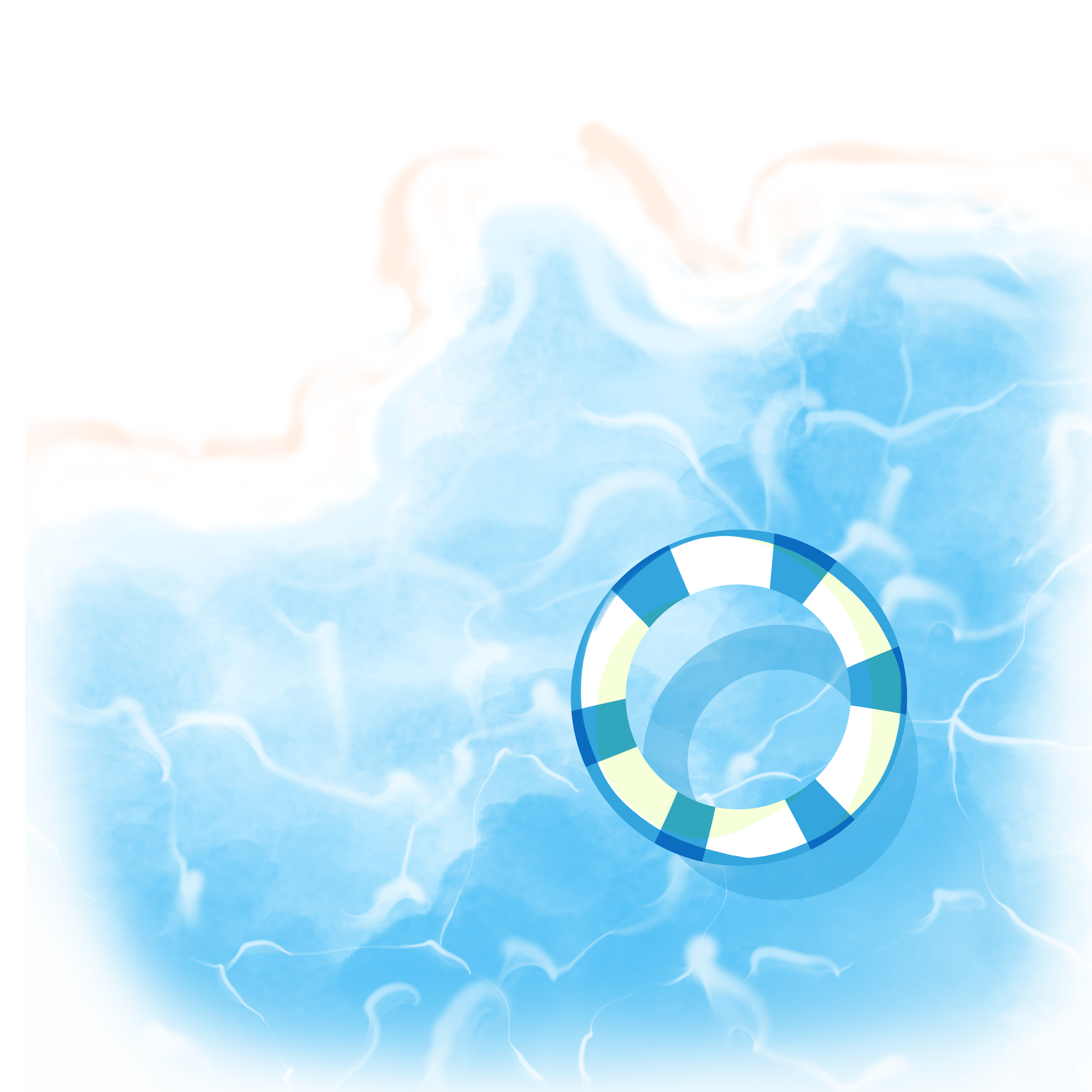 Hand-drawn blue sea swimming ring illustration
