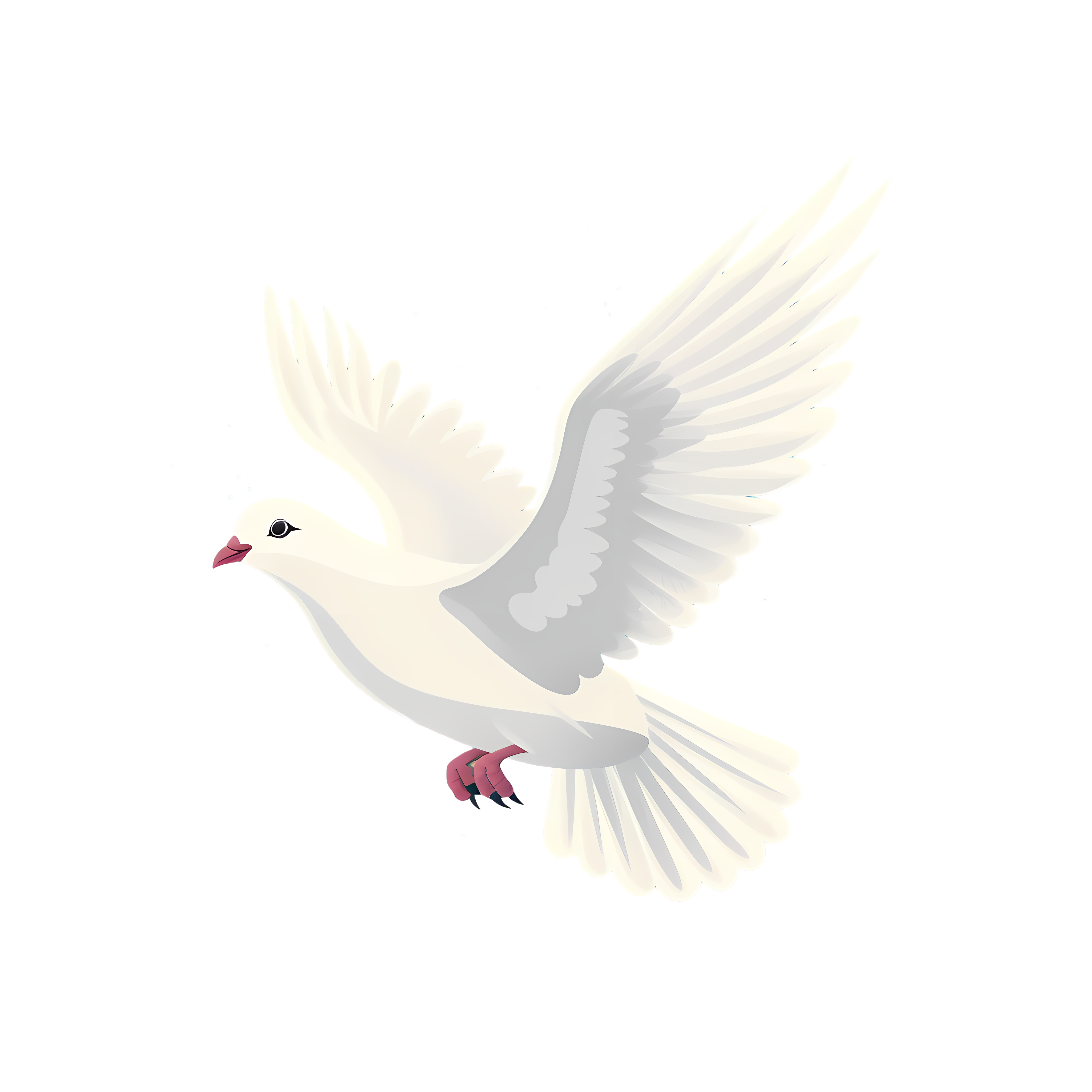 White dove flying against a blue sky background flat illustration PNG high-definition material