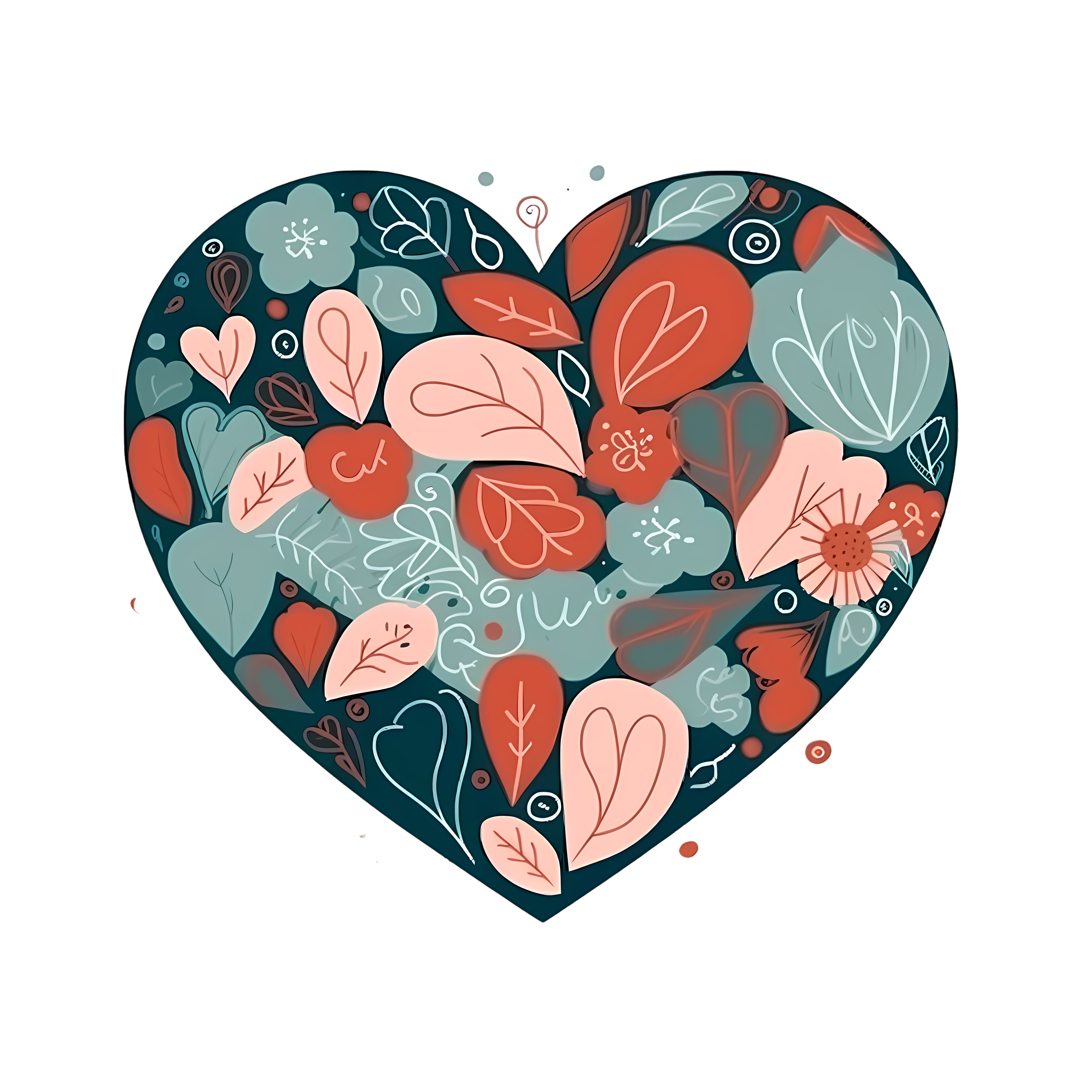 Hand-drawn heart-shaped pattern flat illustration material
