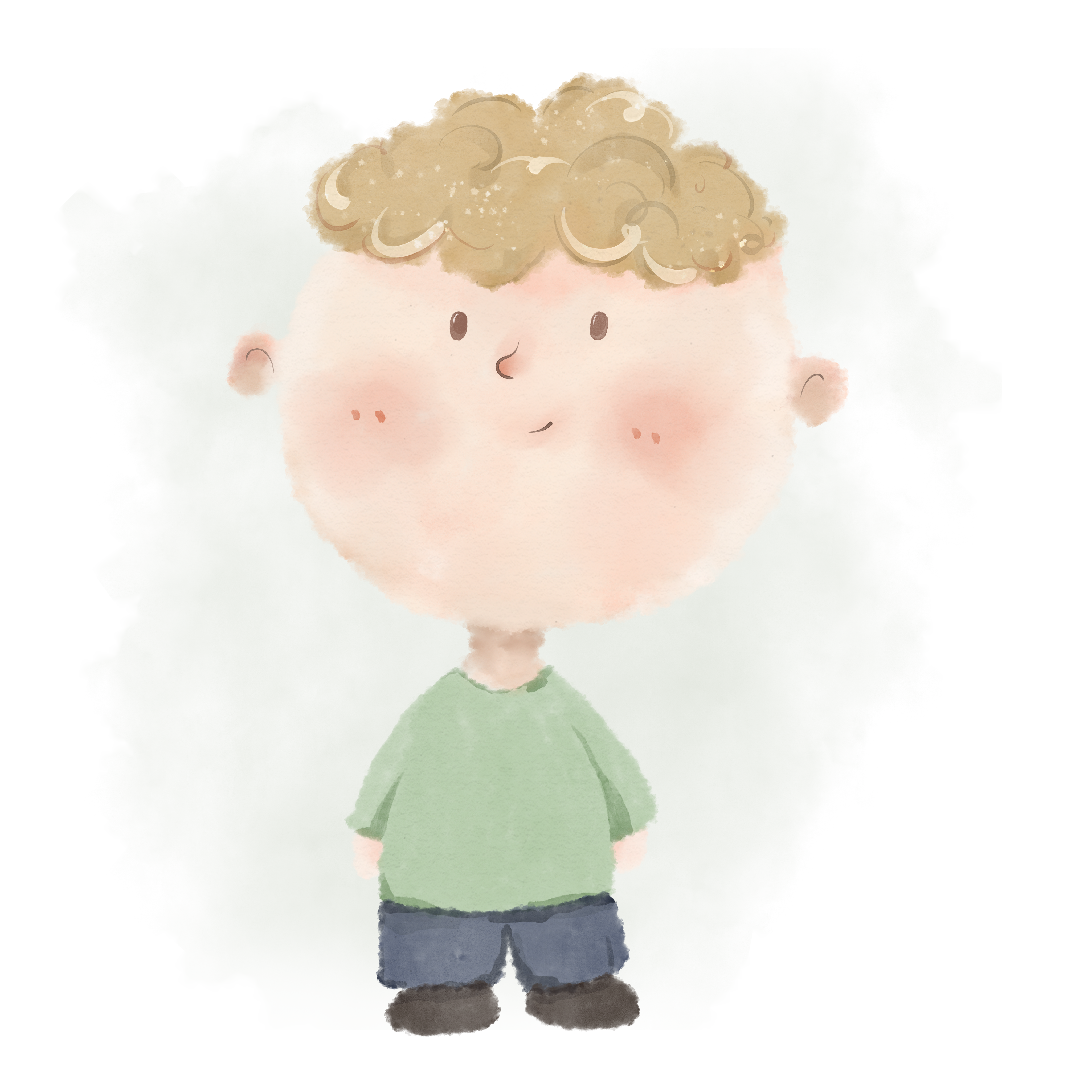 Cute curly-haired little boy illustration design element
