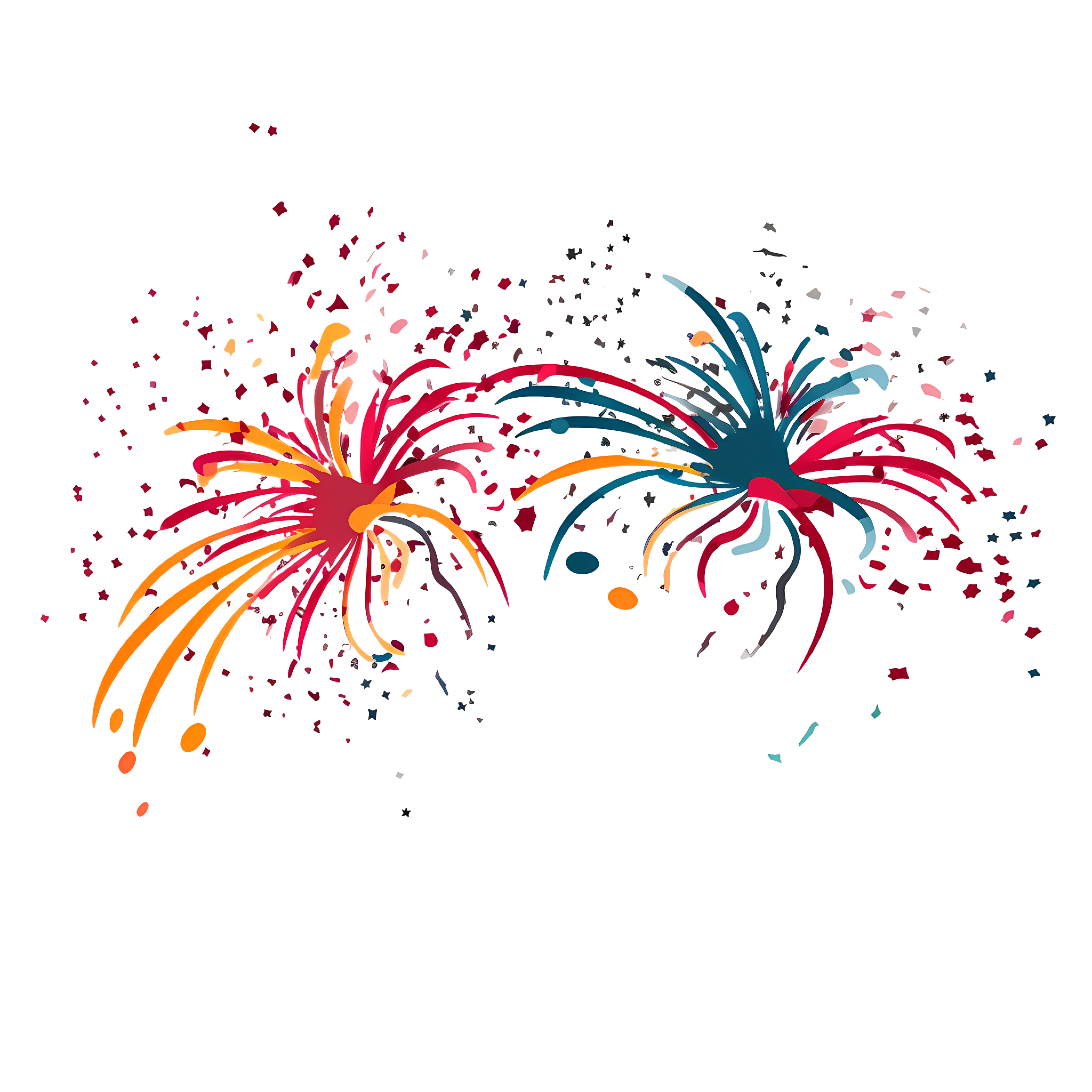 New Year holiday hand-drawn fireworks graphic material