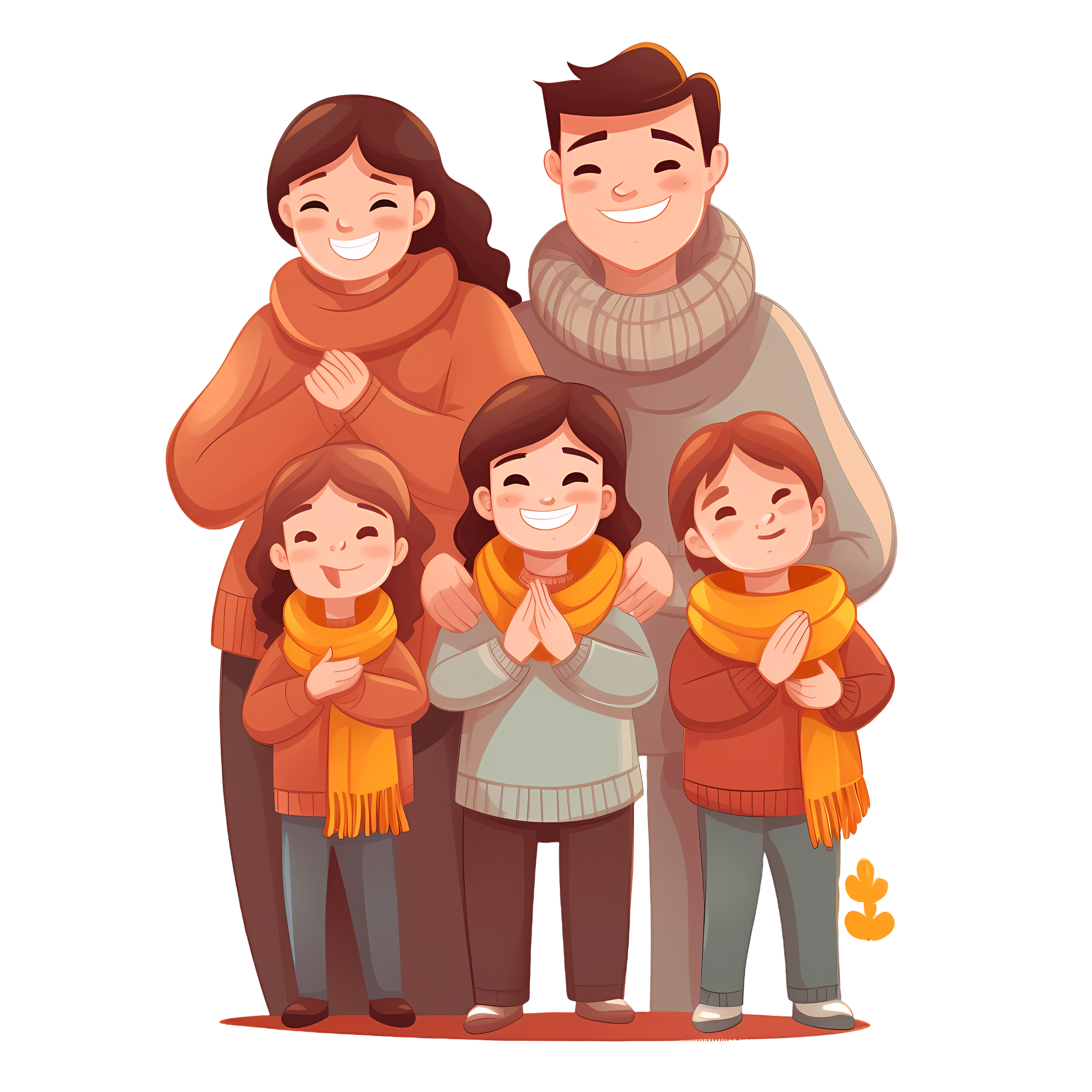 Family portrait hand-drawn flat illustration