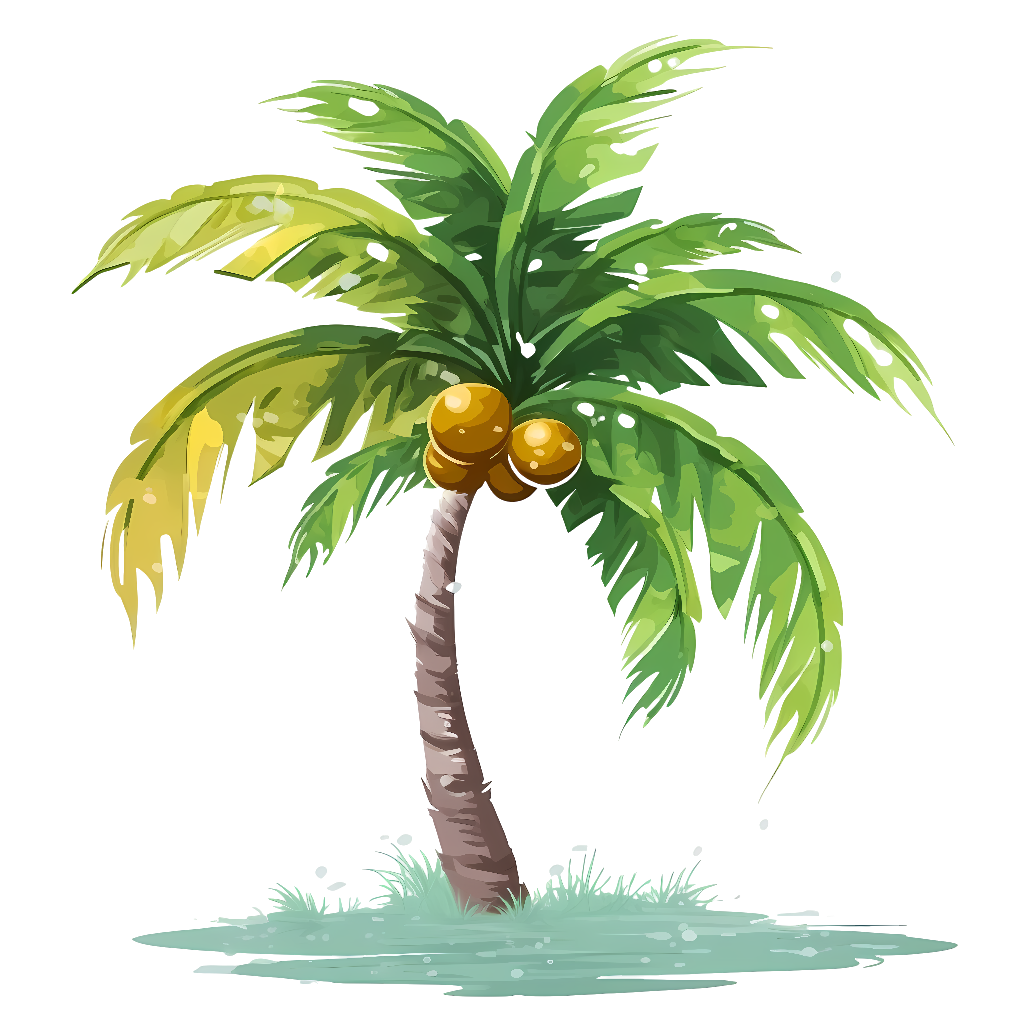 Commercially usable transparent background coconut tree PNG graphic material