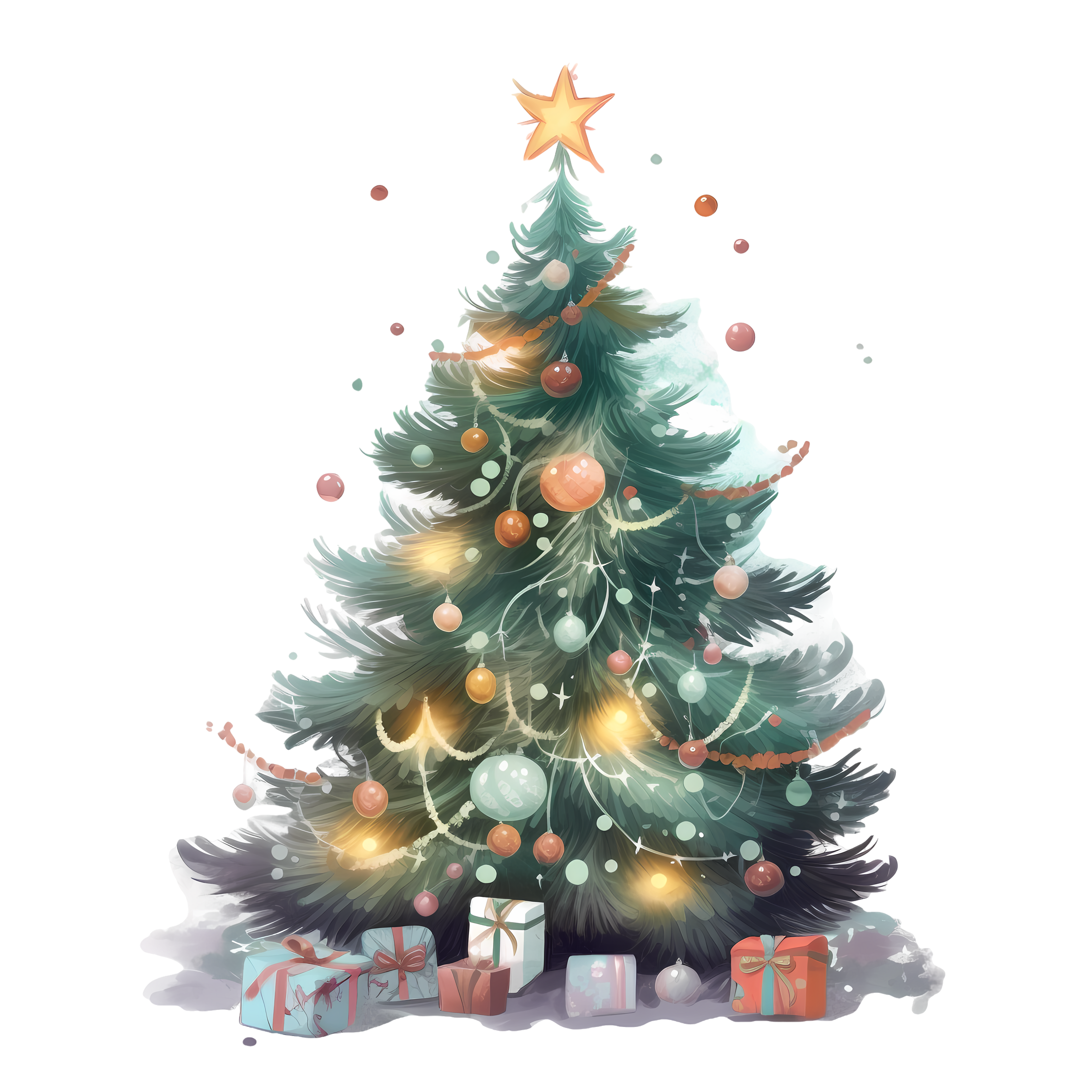 Hand-drawn pattern Christmas tree PNG material