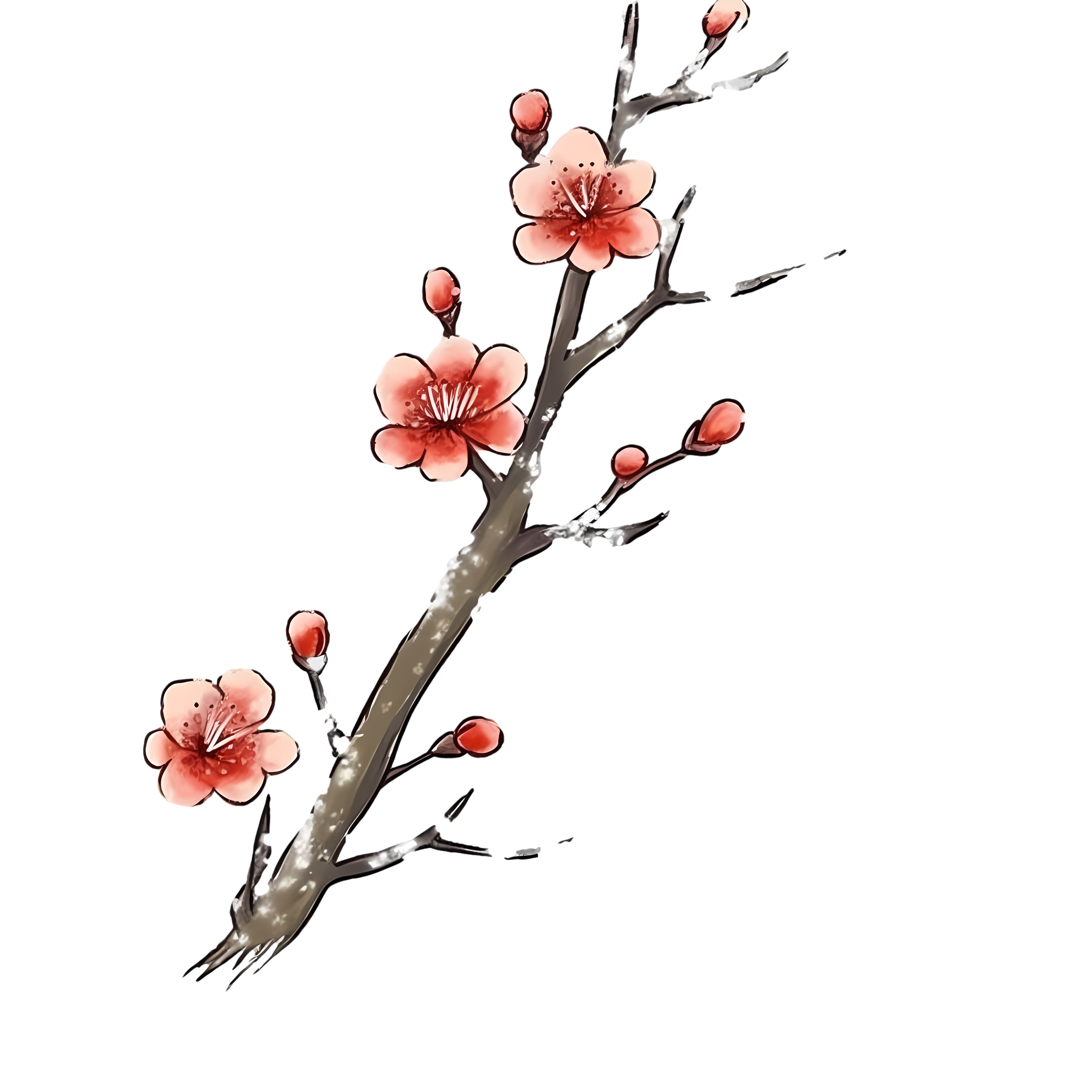 Hand-painted plum blossom snow scene PNG graphic material