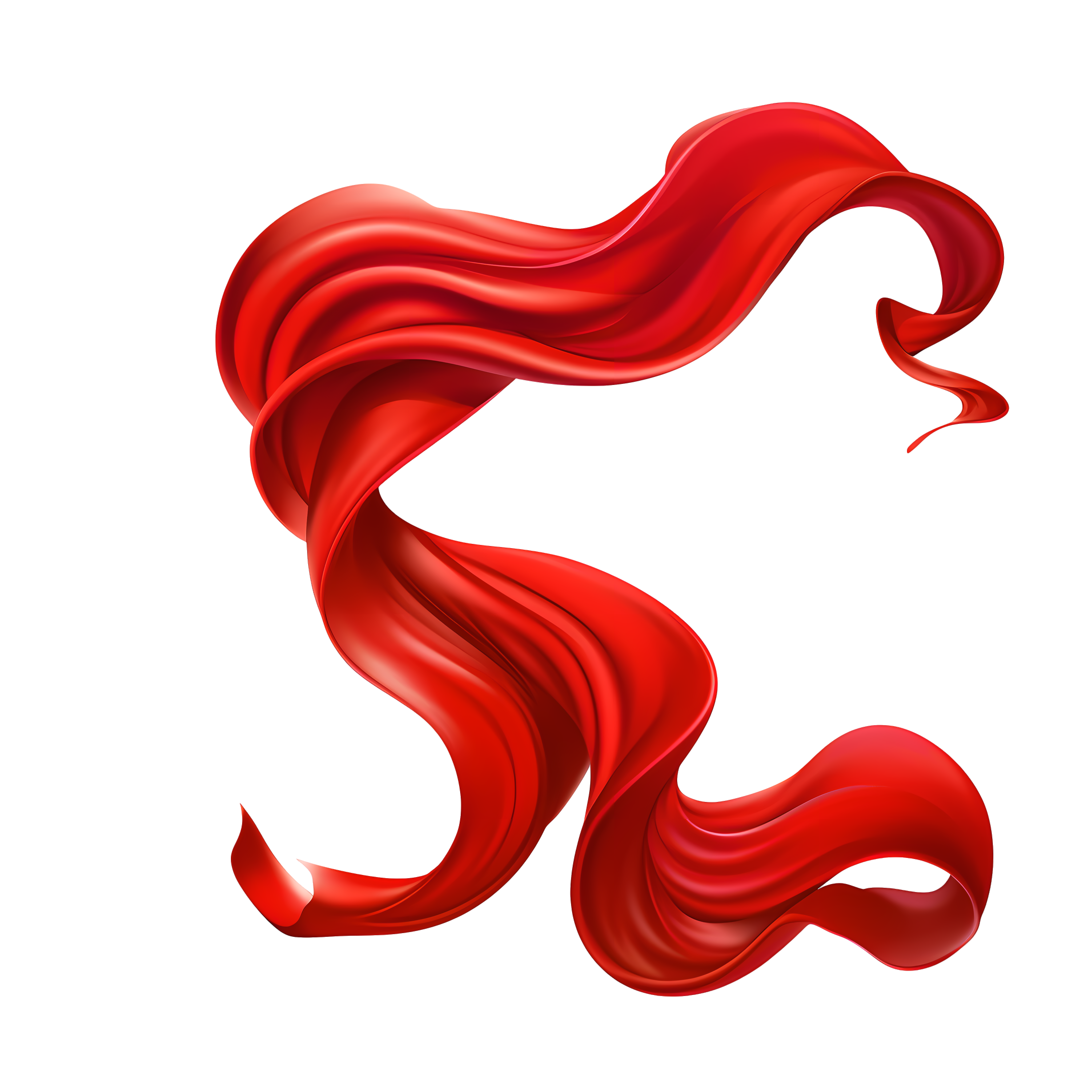 Red silk scarf vortex pattern PNG material