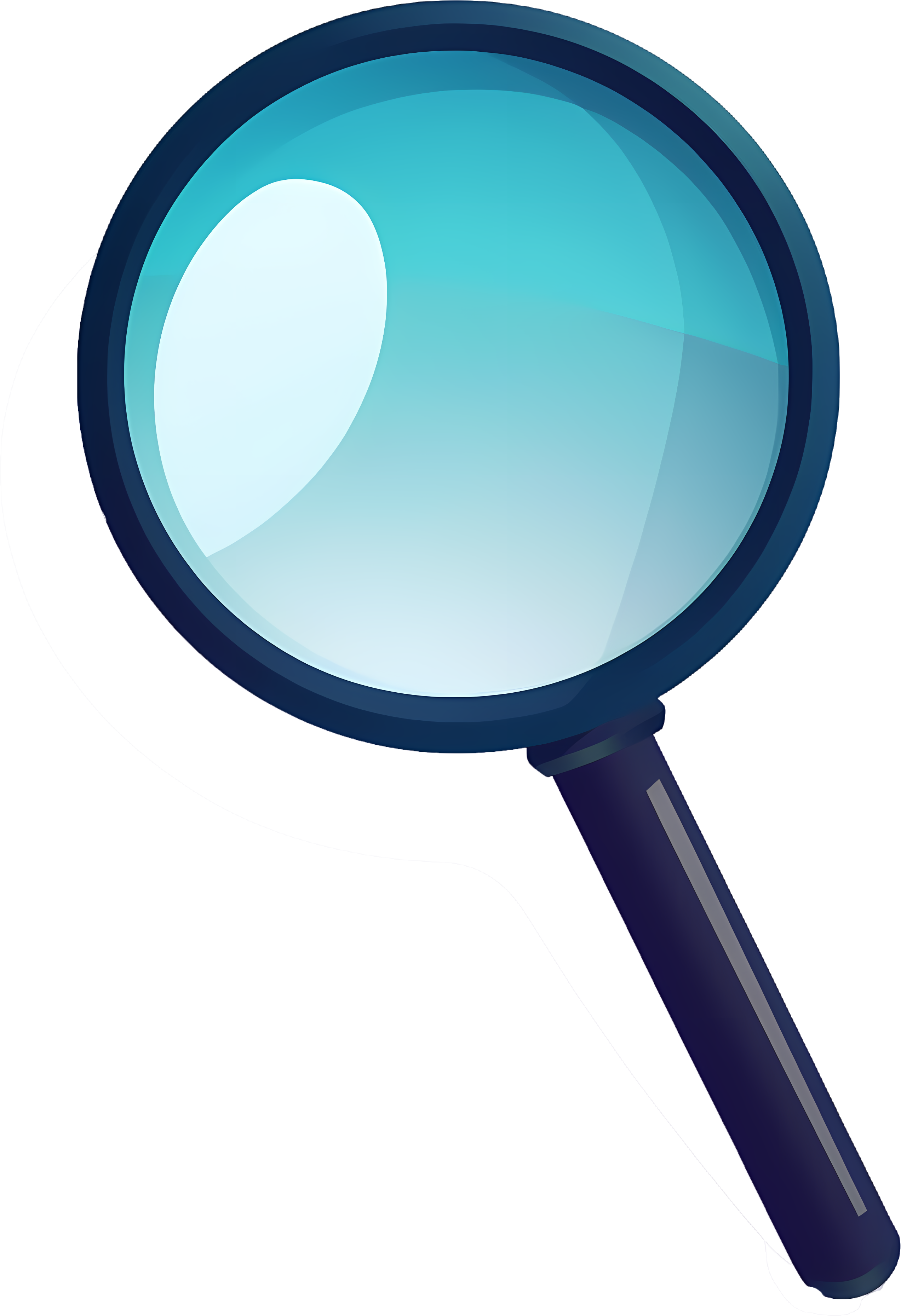Magnifying glass elements in deep blue and sky blue styles