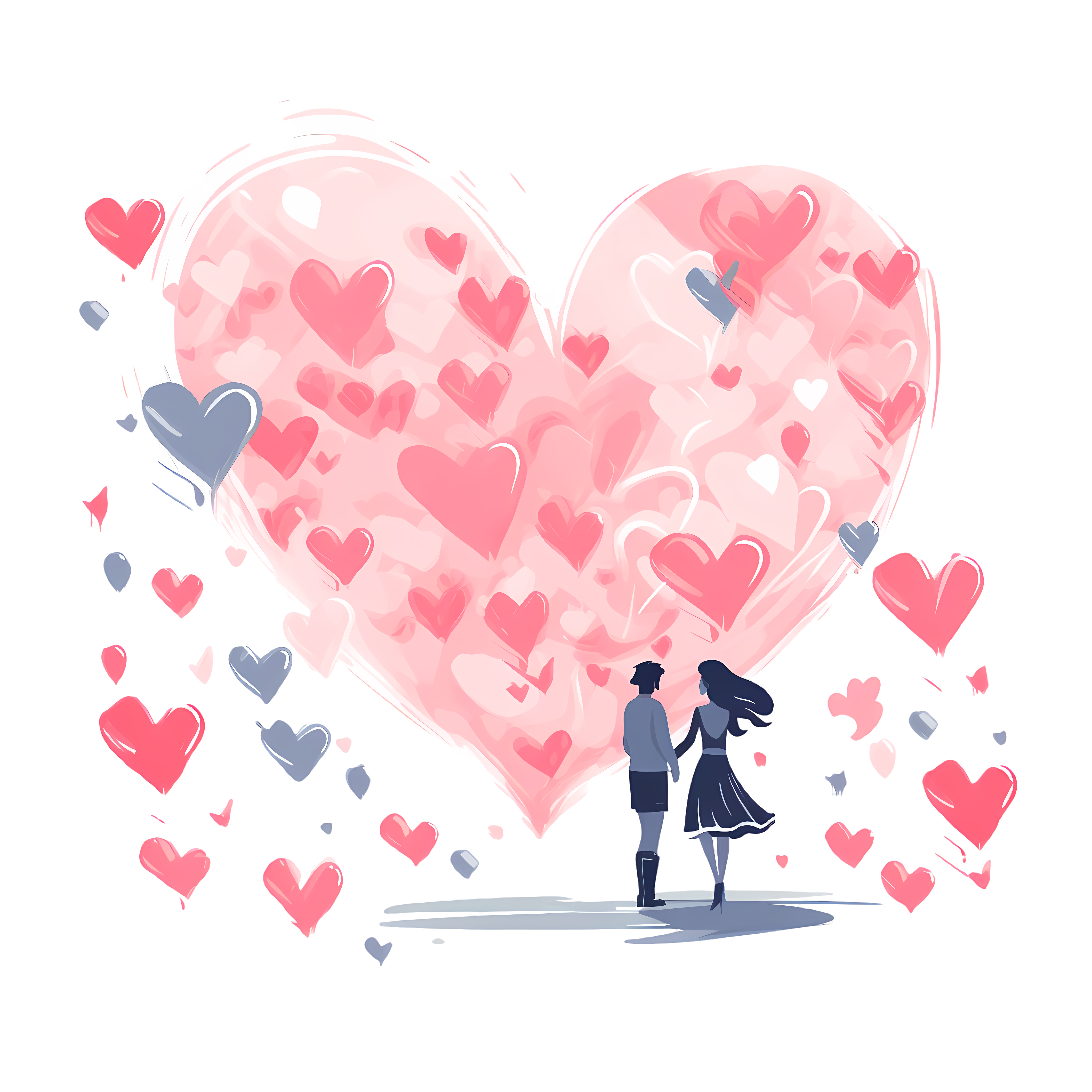 Commercially usable pink heart vector illustration design