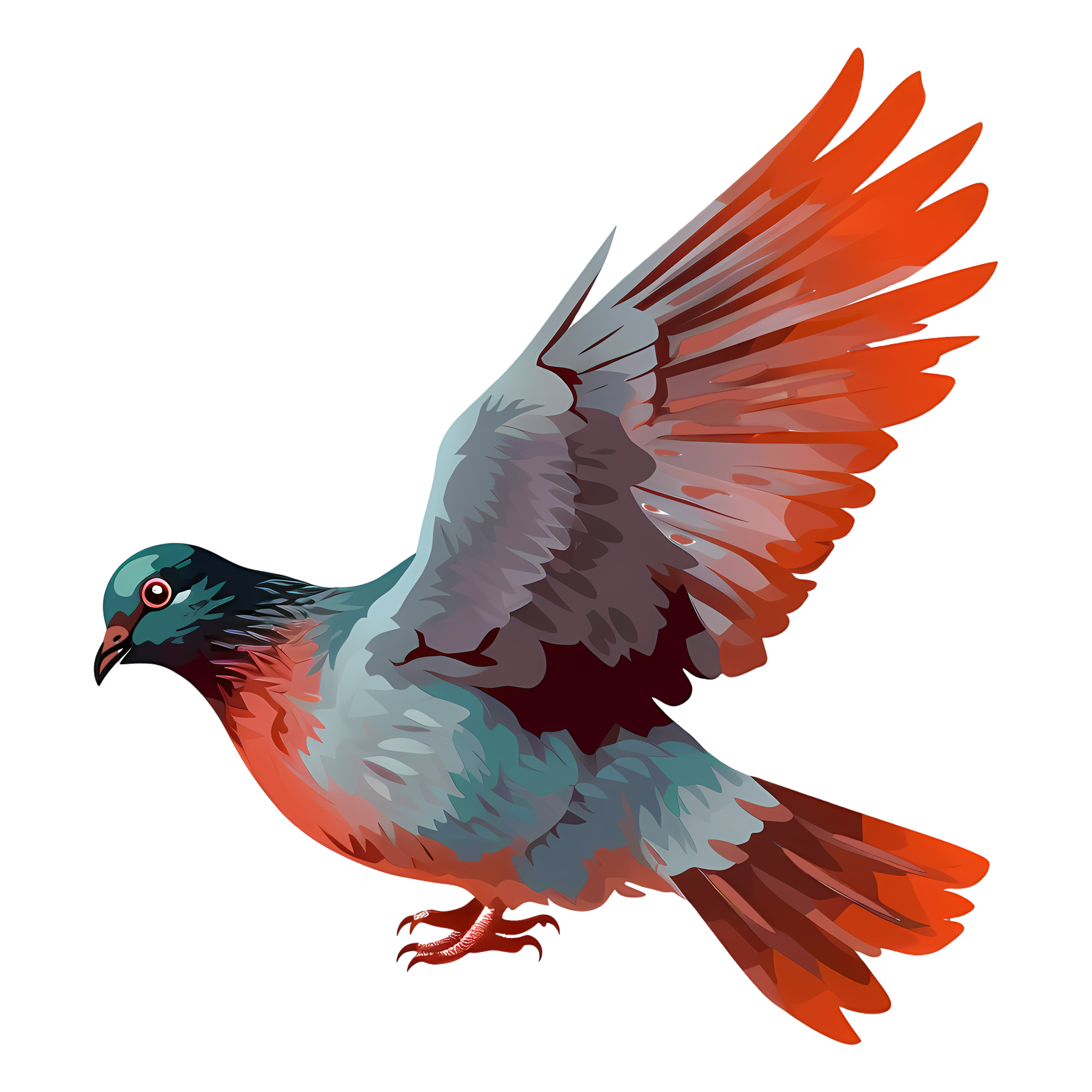 Bird with spread wings transparent background vector hand-drawn illustration