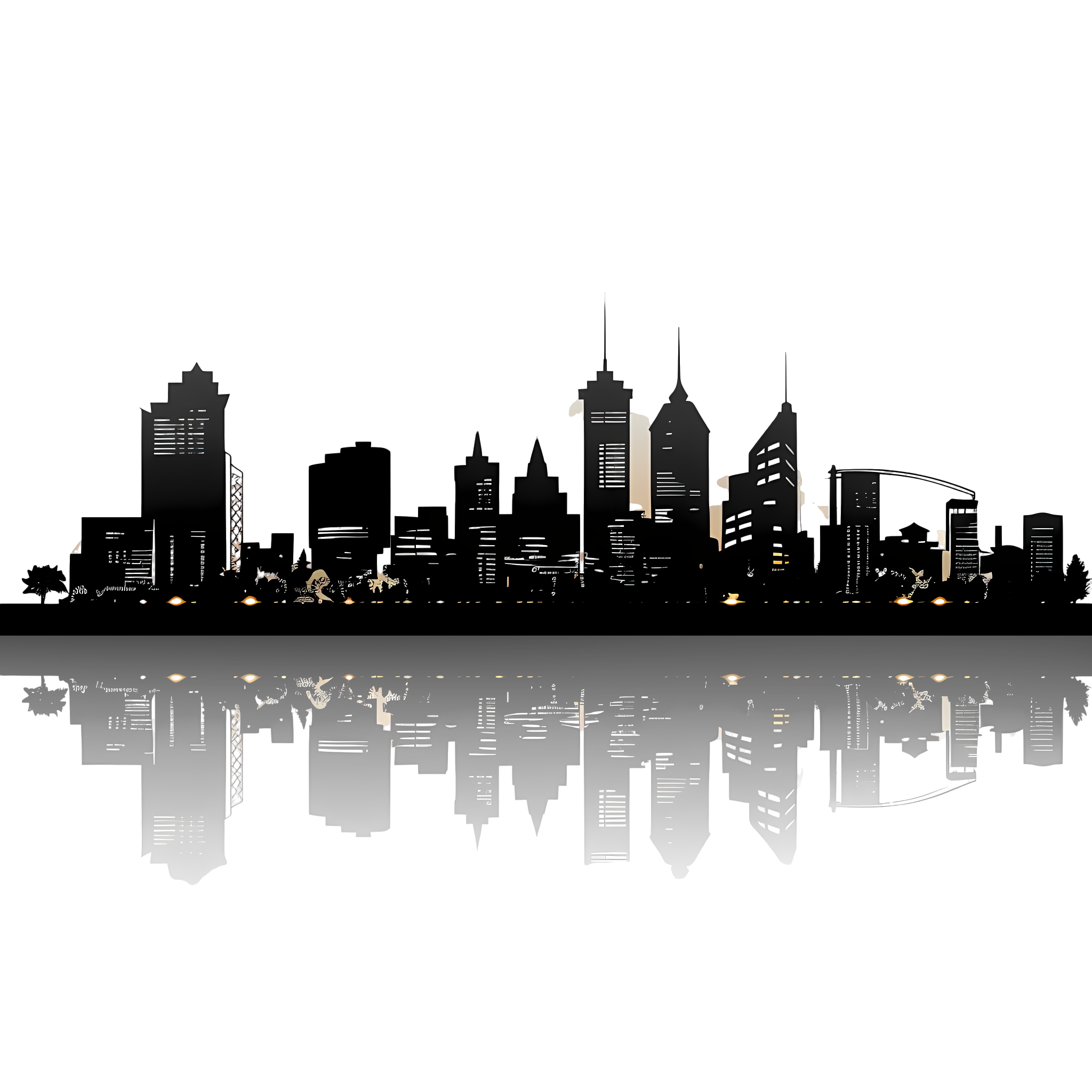 City building black silhouette material