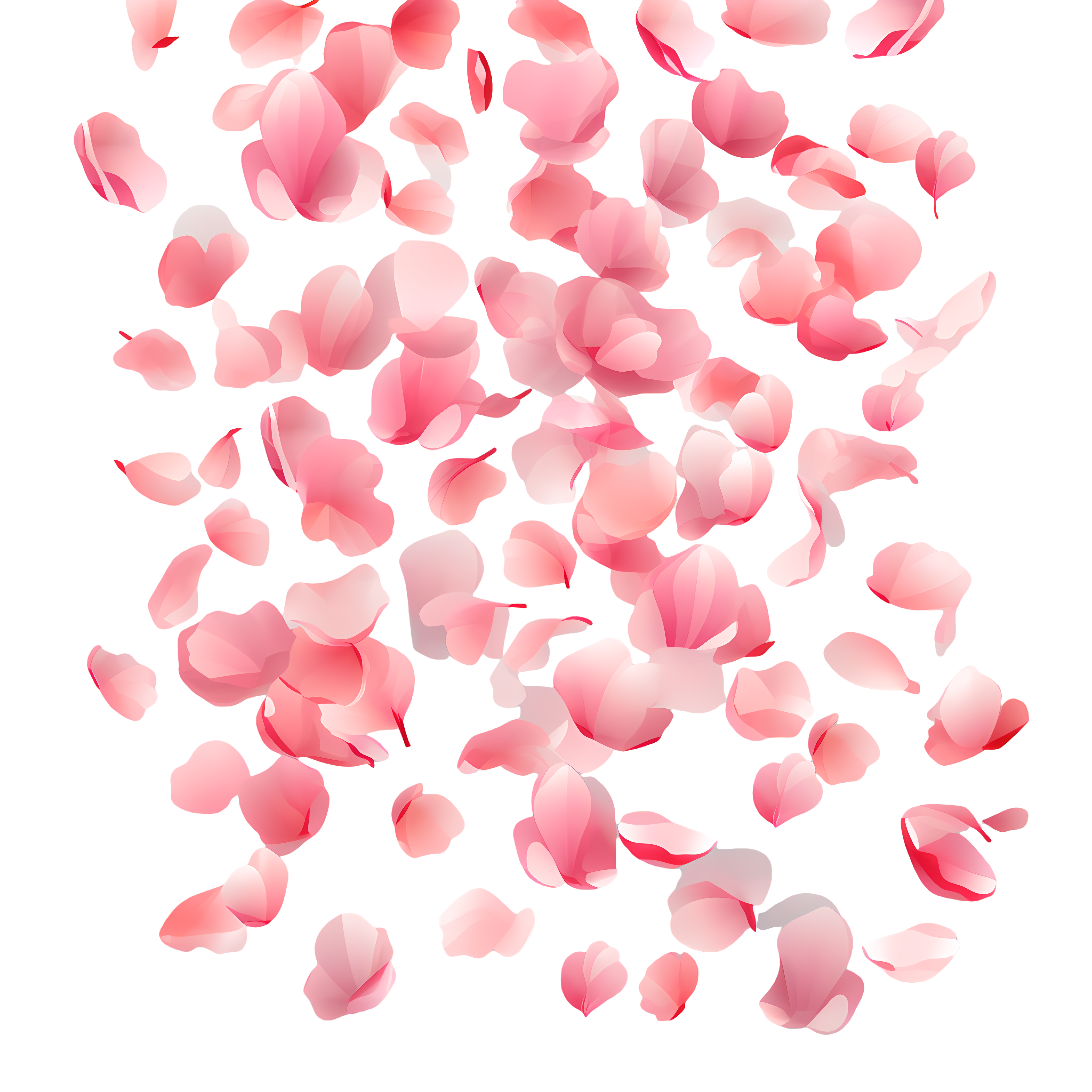 Transparent background pink petal material
