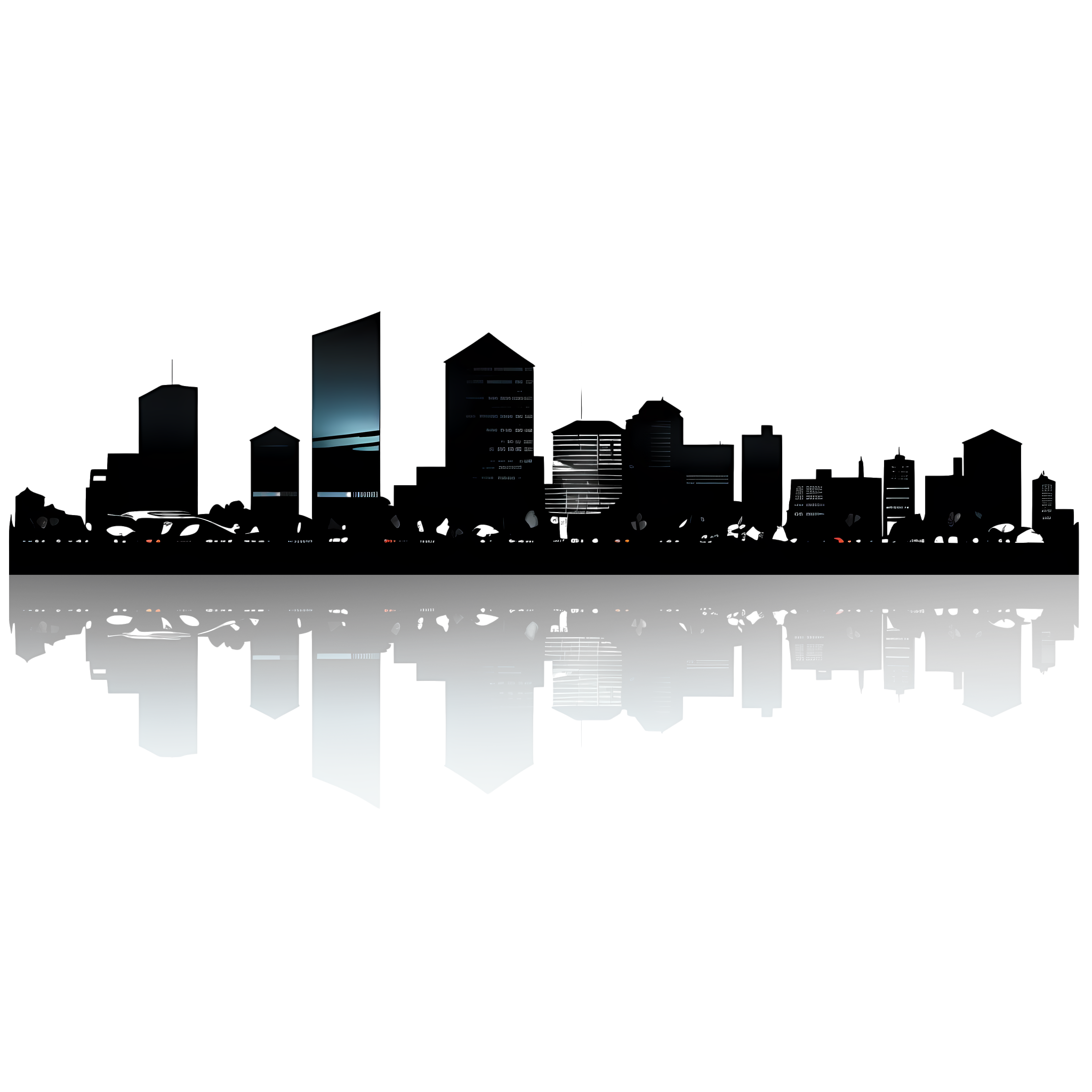 Black and white graphic city building silhouette illustration material