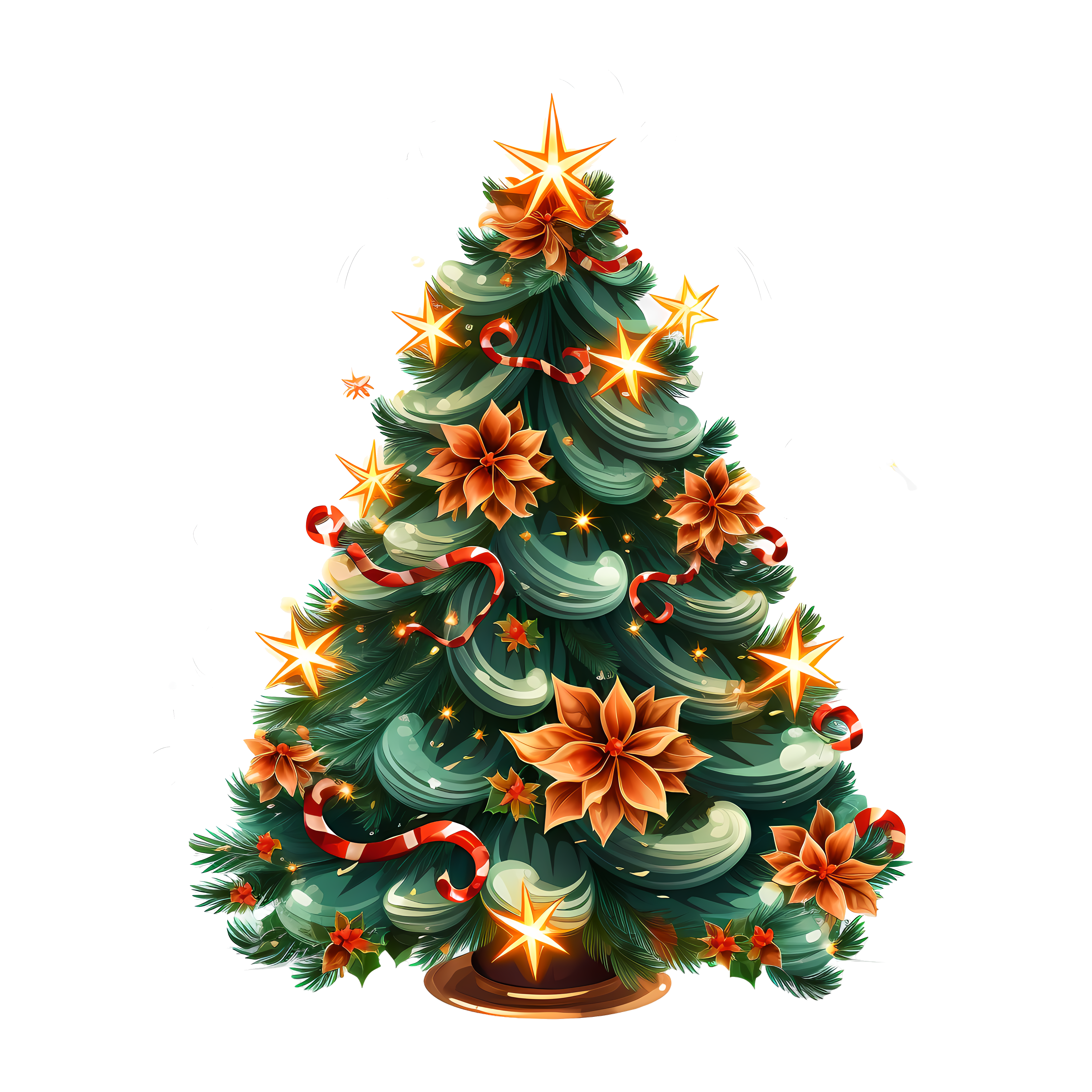 Hand-drawn festive Christmas tree elements
