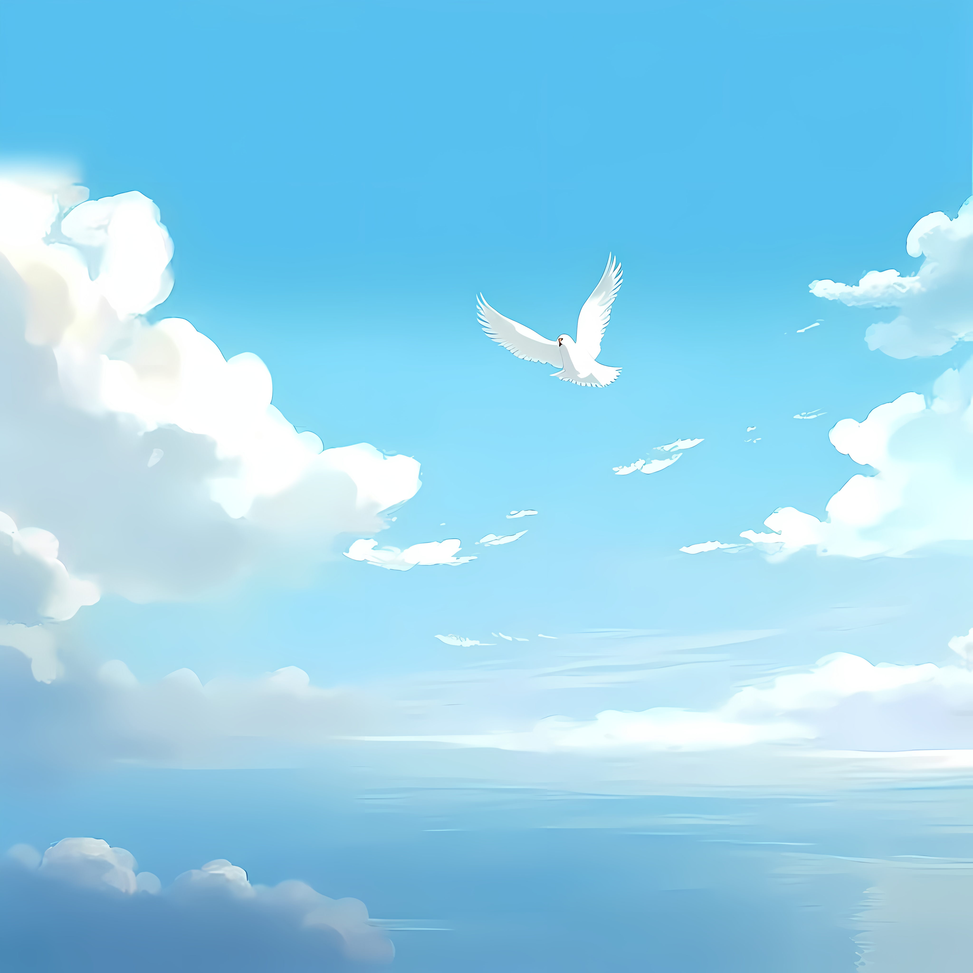 Tranquil ocean wind blue sky material