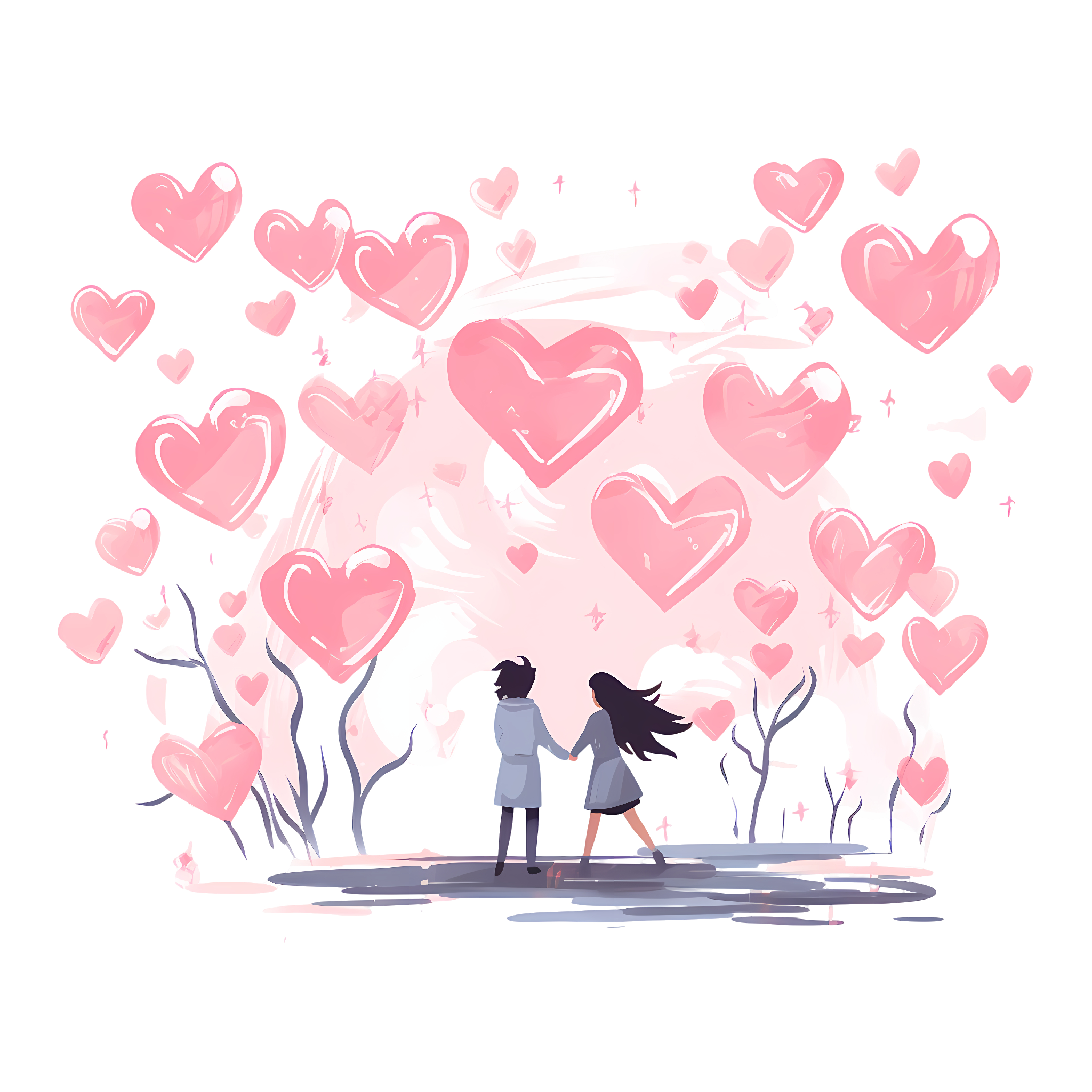 Pink heart vector hand-drawn illustration