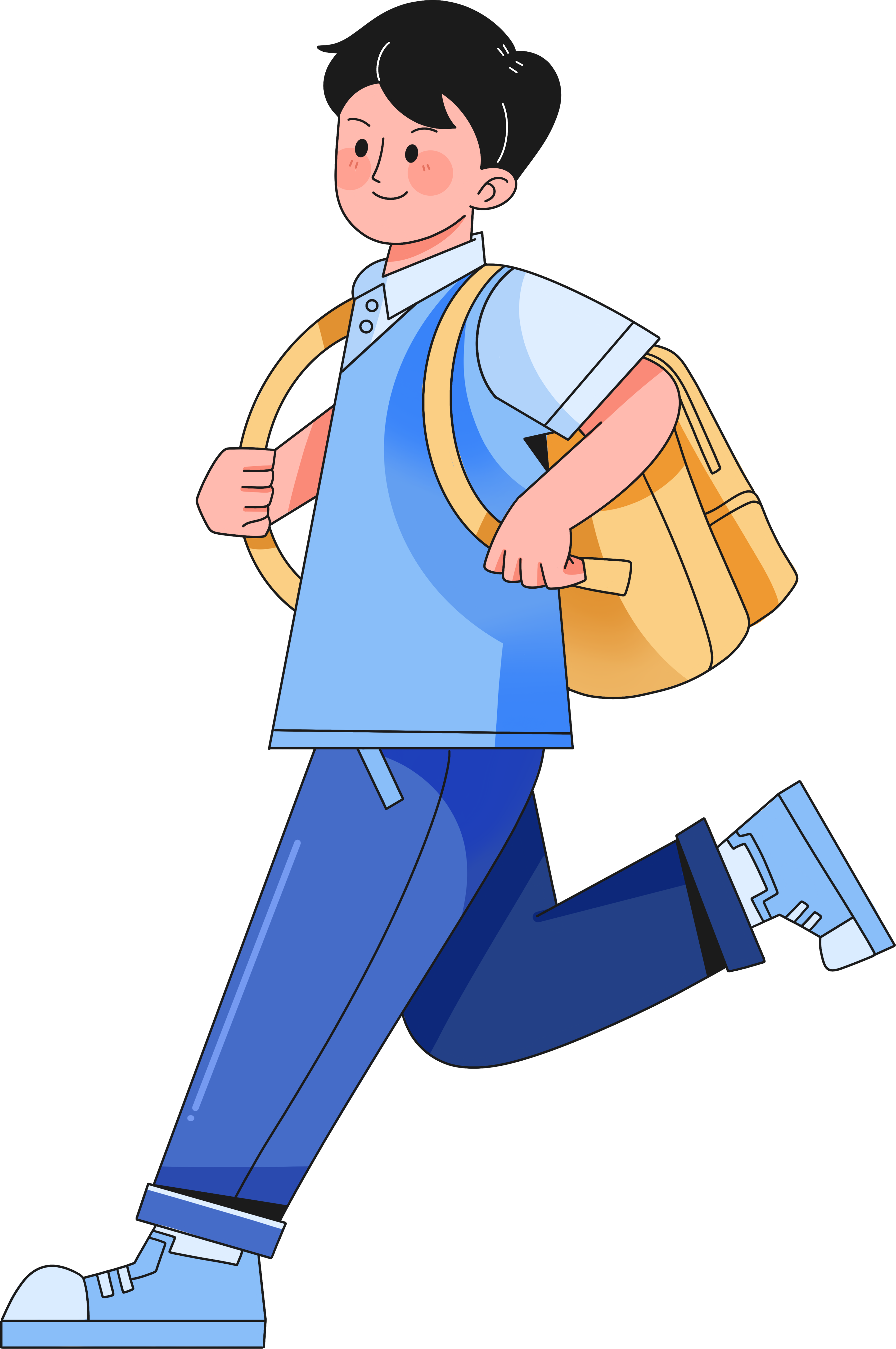 Elements of a boy with a cute backpack