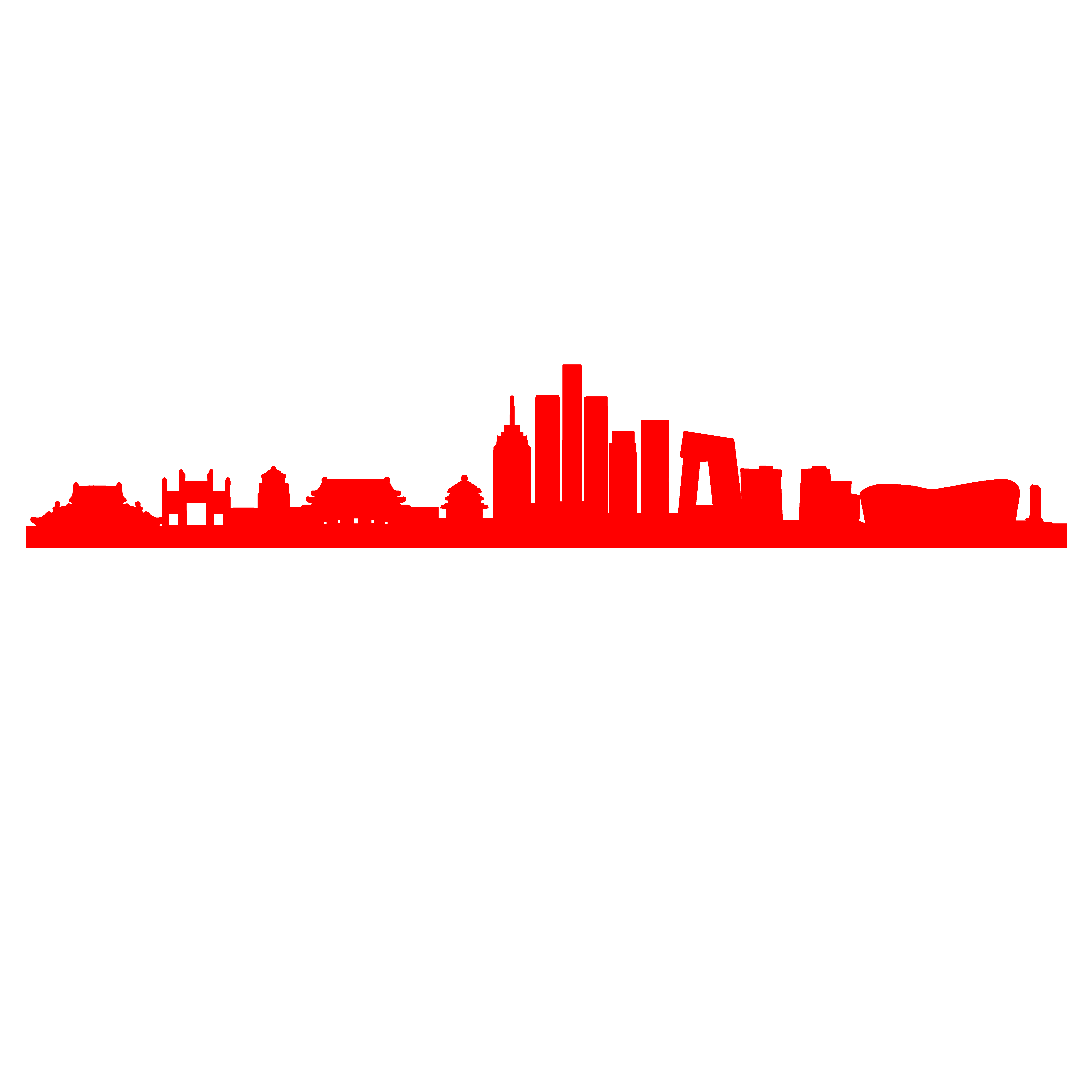 Red silhouette elements of urban architecture