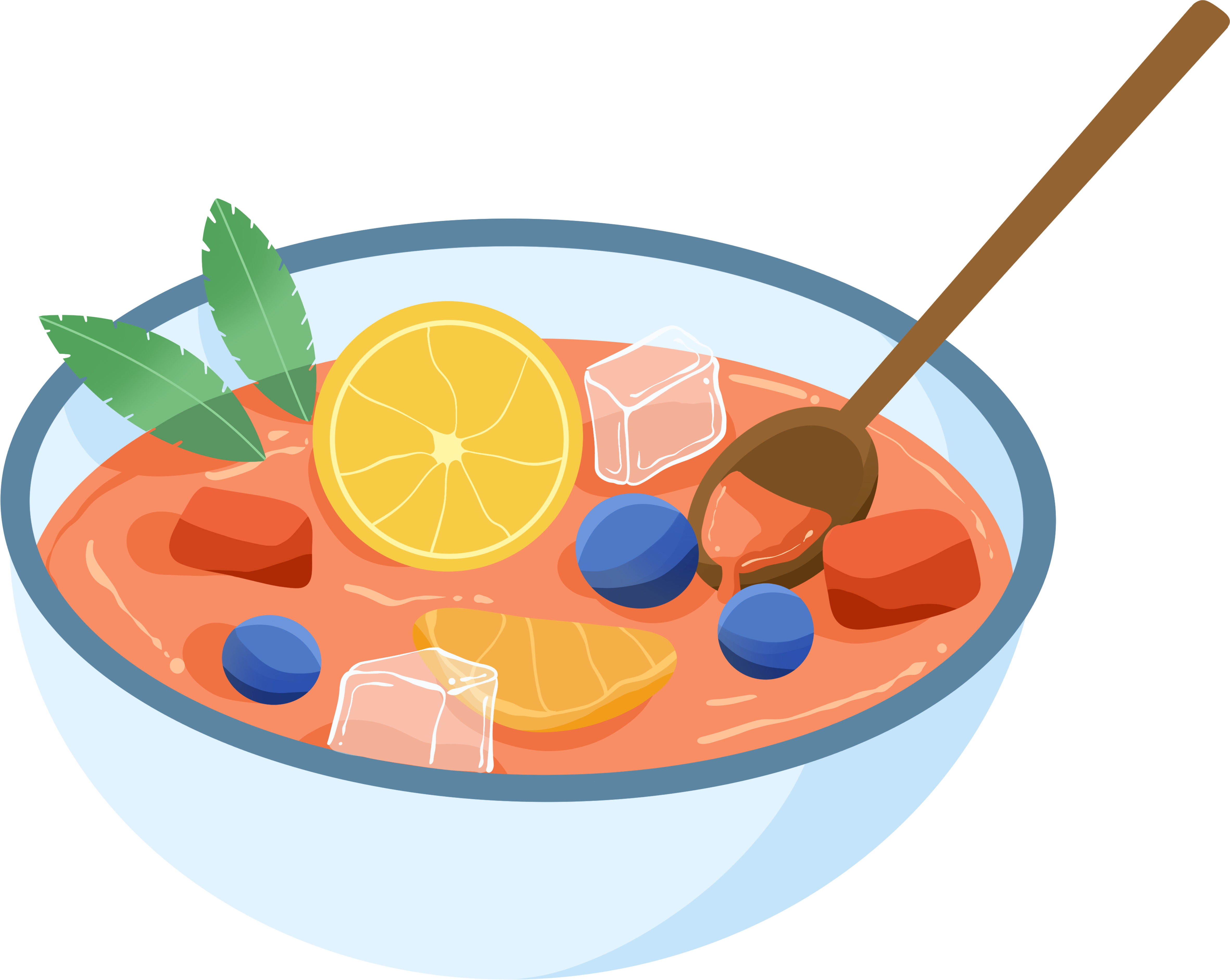 Hand-drawn fruit ice powder summer material