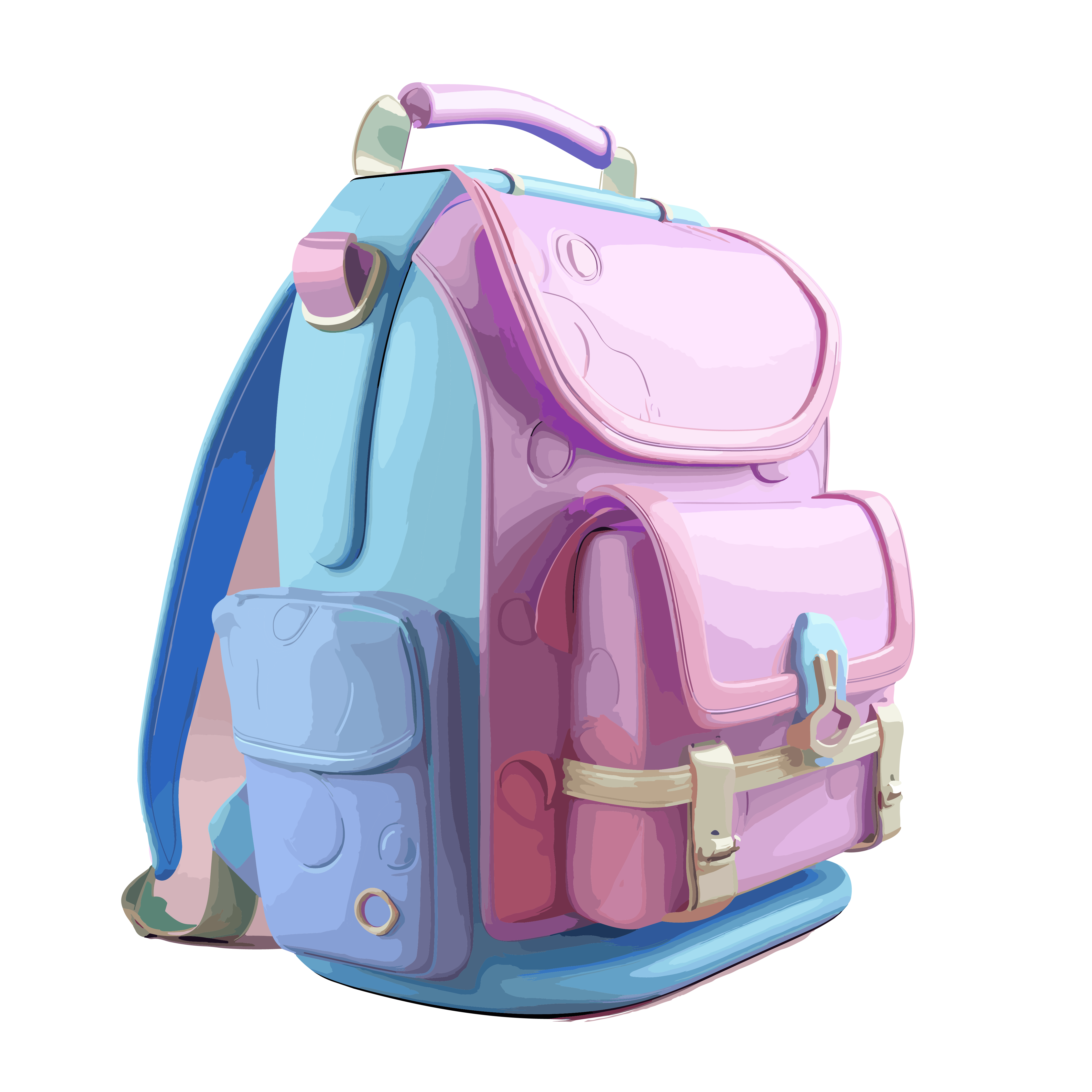 Playful blue and pink 3D backpack model