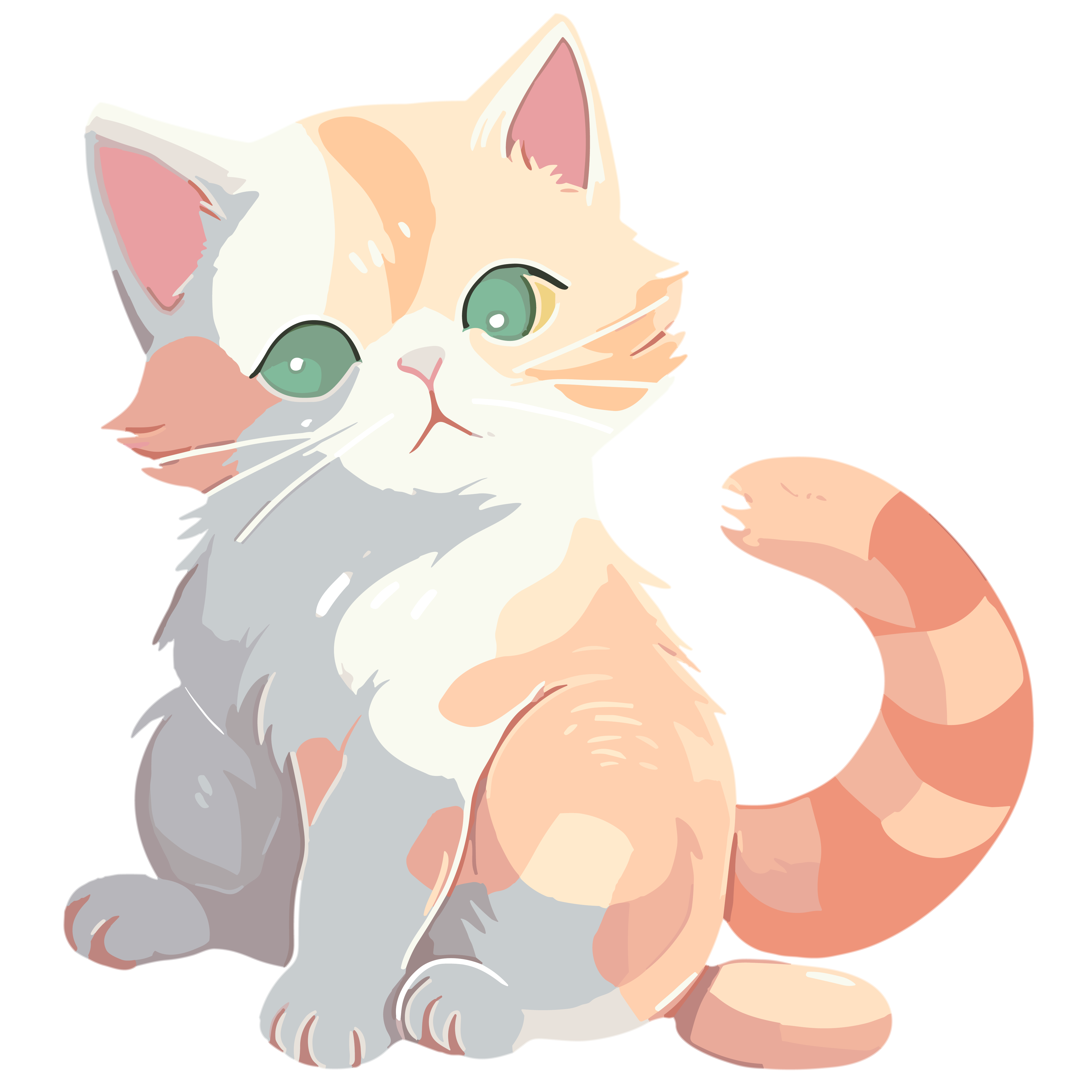 Commercially usable vector pink flat illustration of a cat