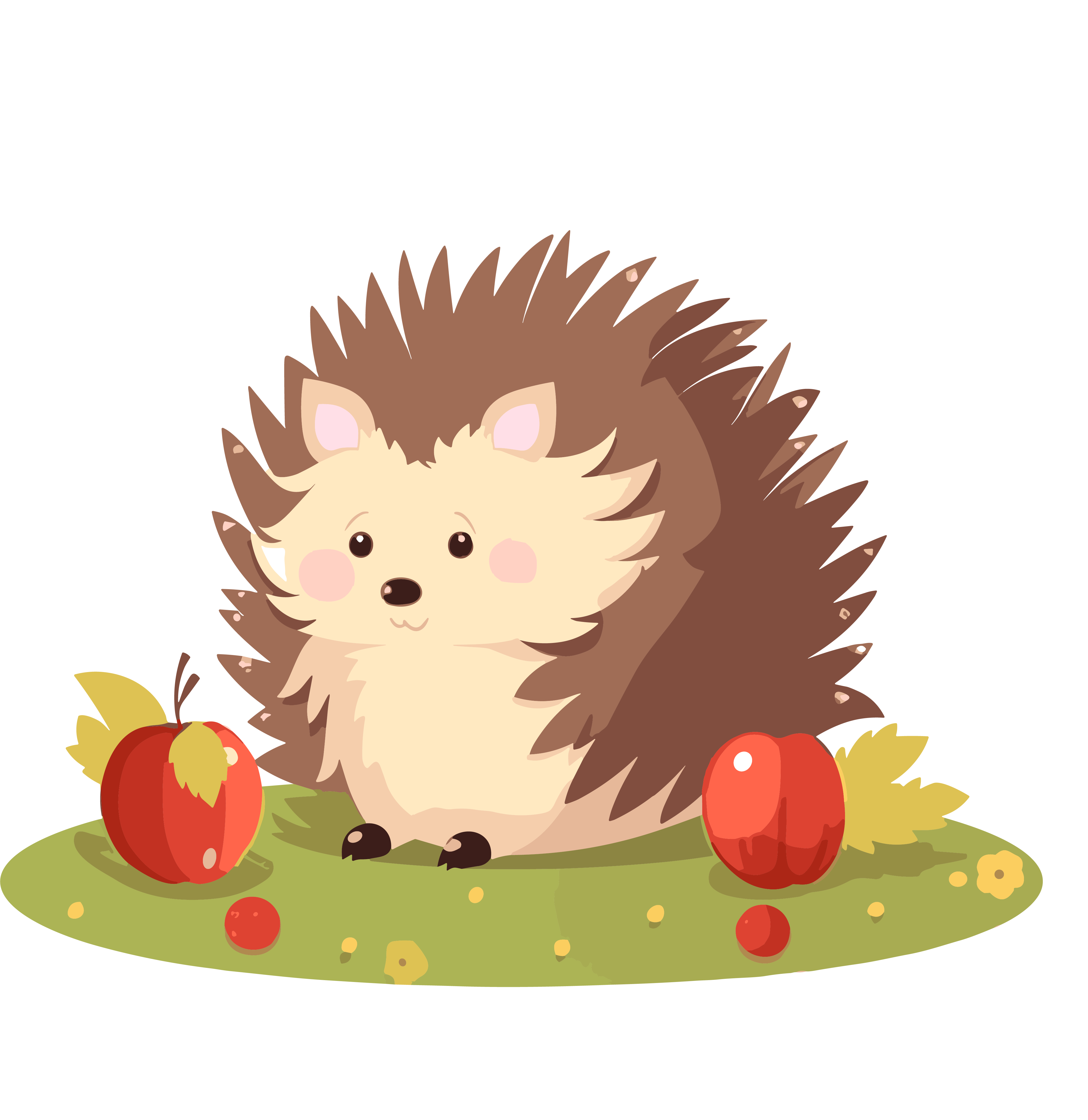 A cute hedgehog picking fruit image