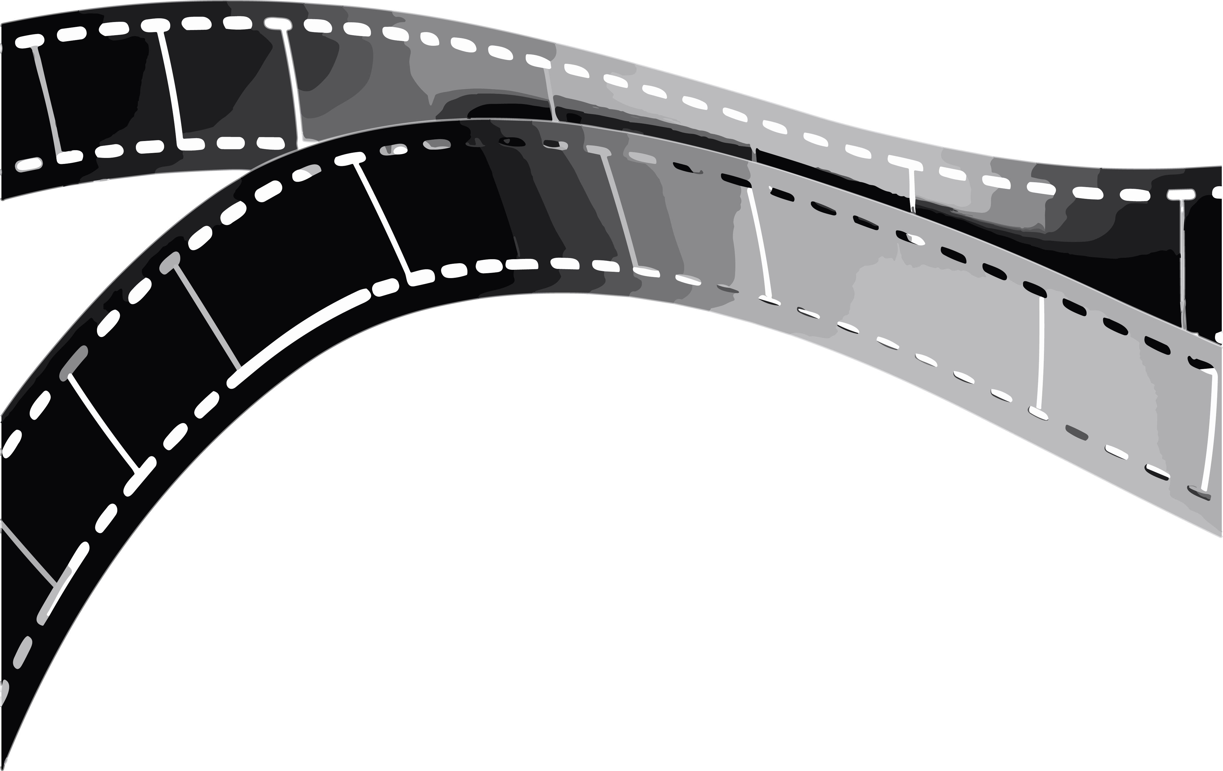 Black and white film strip illustration with transparent background