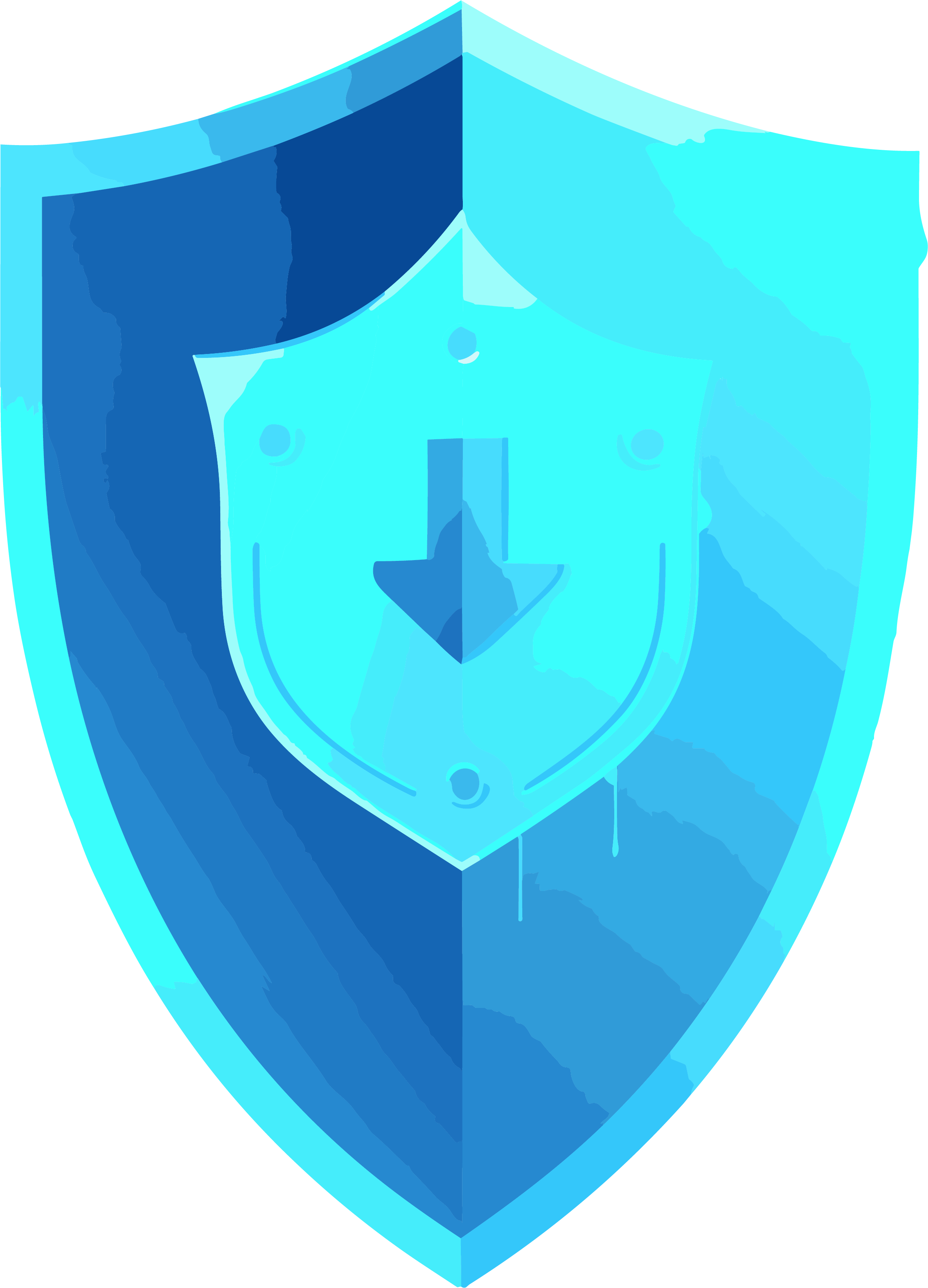 Drug core style blue outline shield PNG graphic material