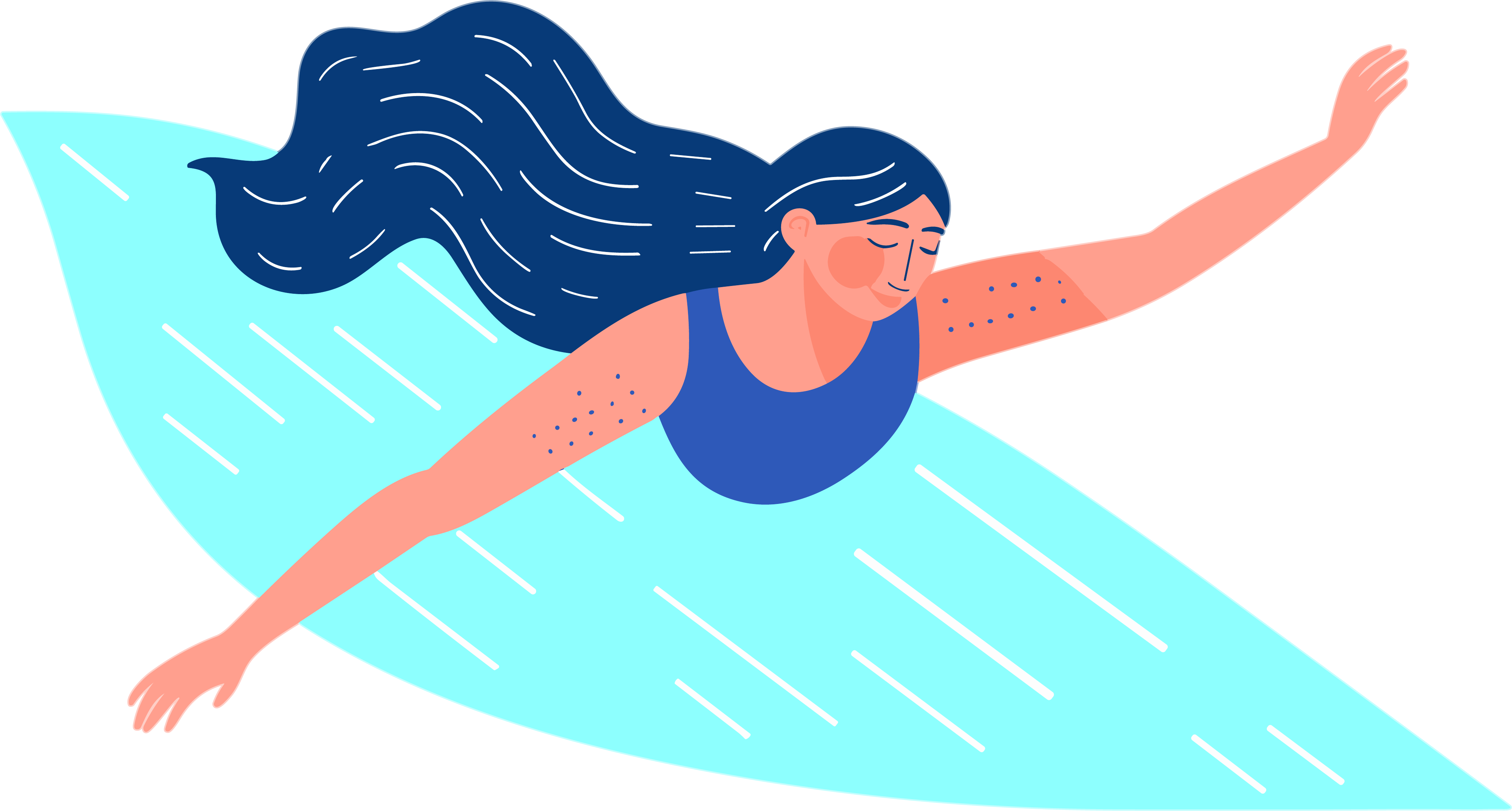 Blue swimming illustration girl vector design