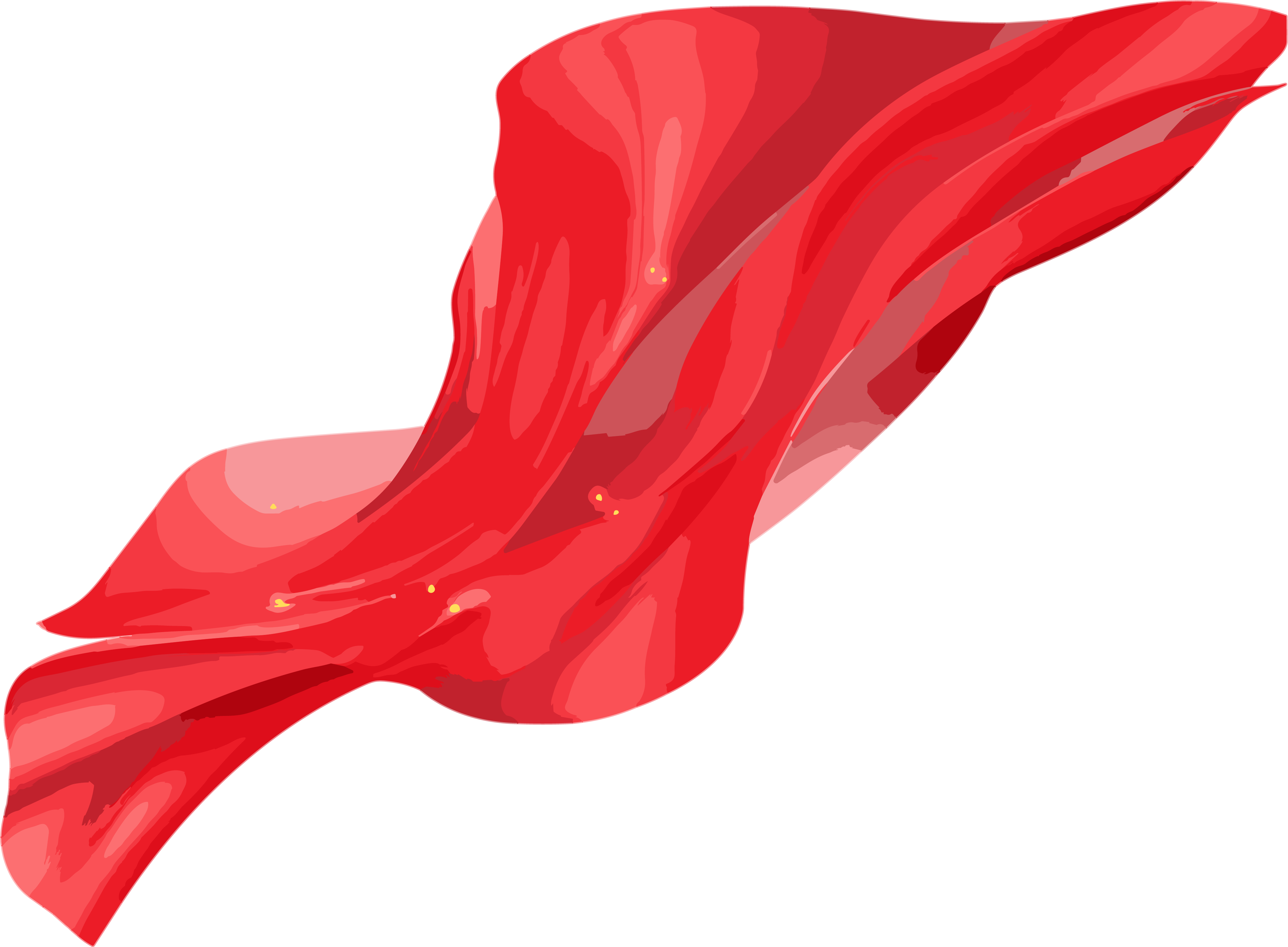 Transparent background vibrant red flowing silk vector illustration