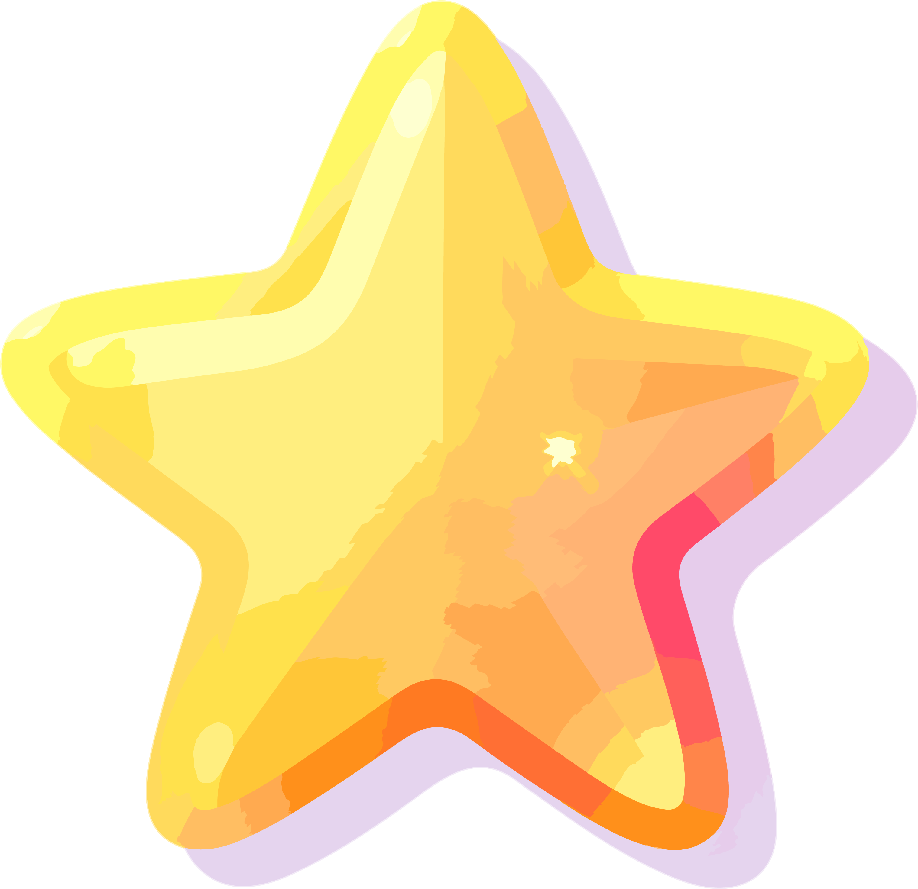Transparent background yellow 3D star PNG element