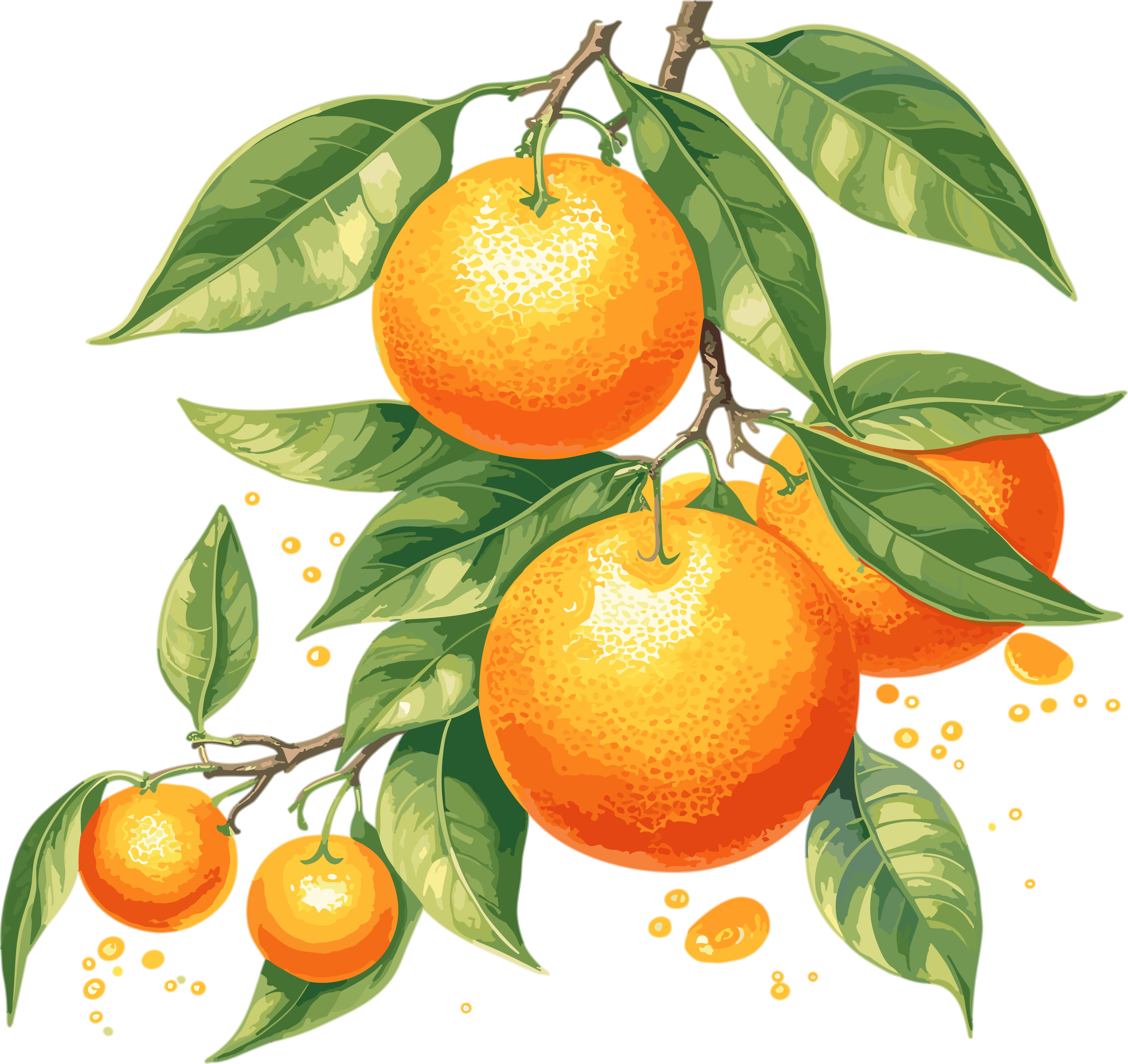 Modern European ink wash style orange PNG material