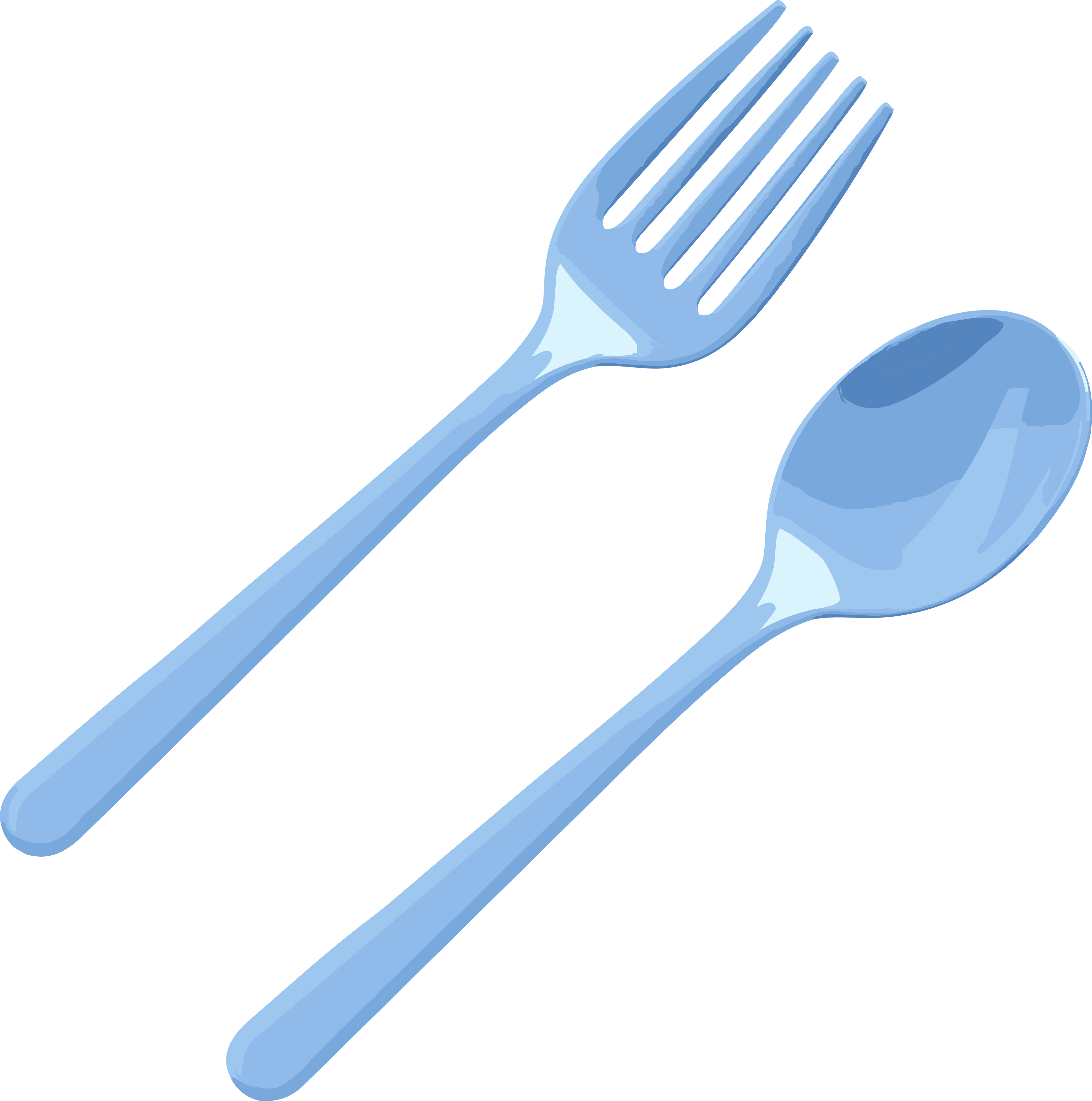 Blue plastic fork and spoon simple colorful illustration design elements