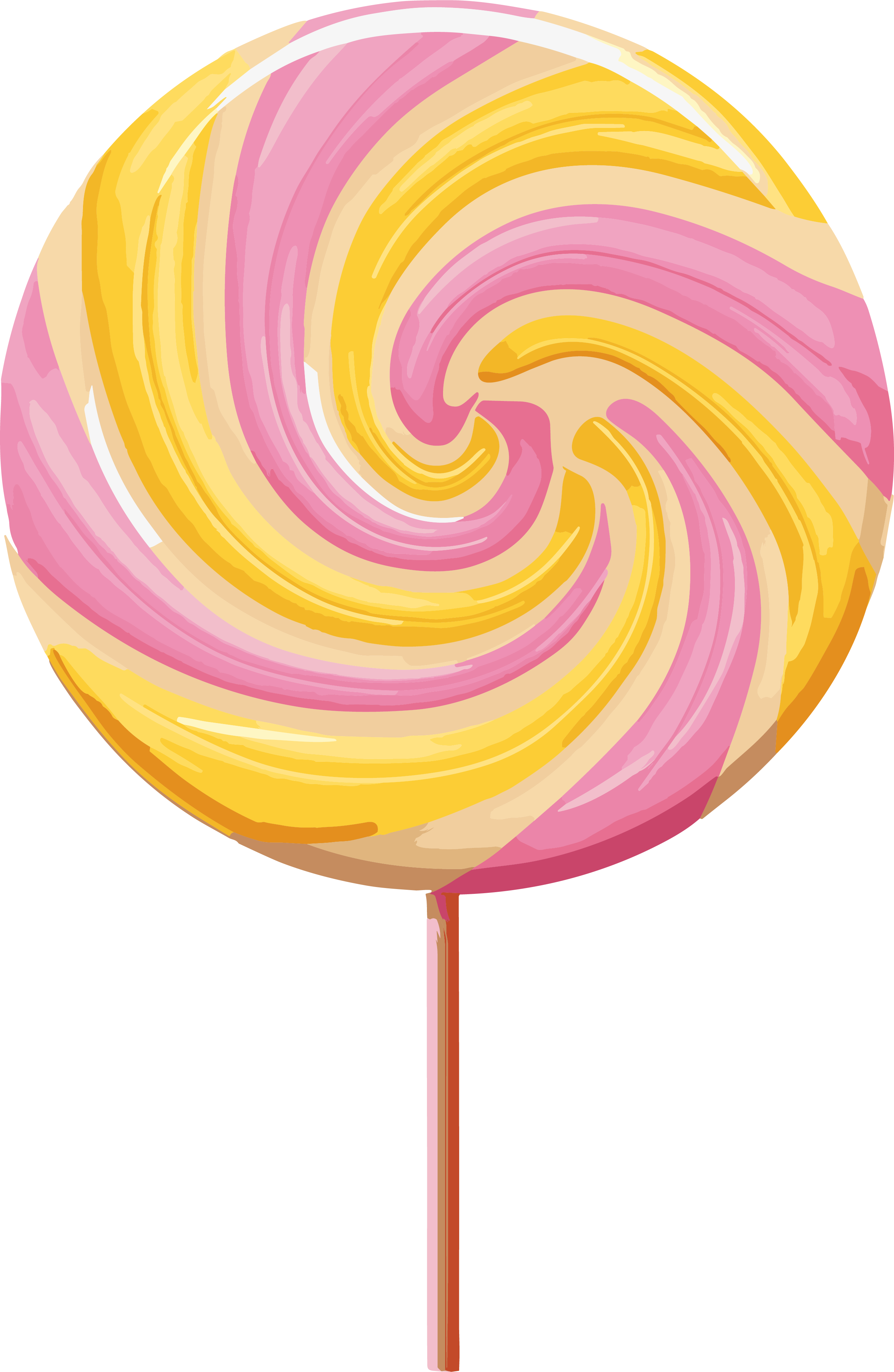 Yellow and pink lollipop in the shape of a heart