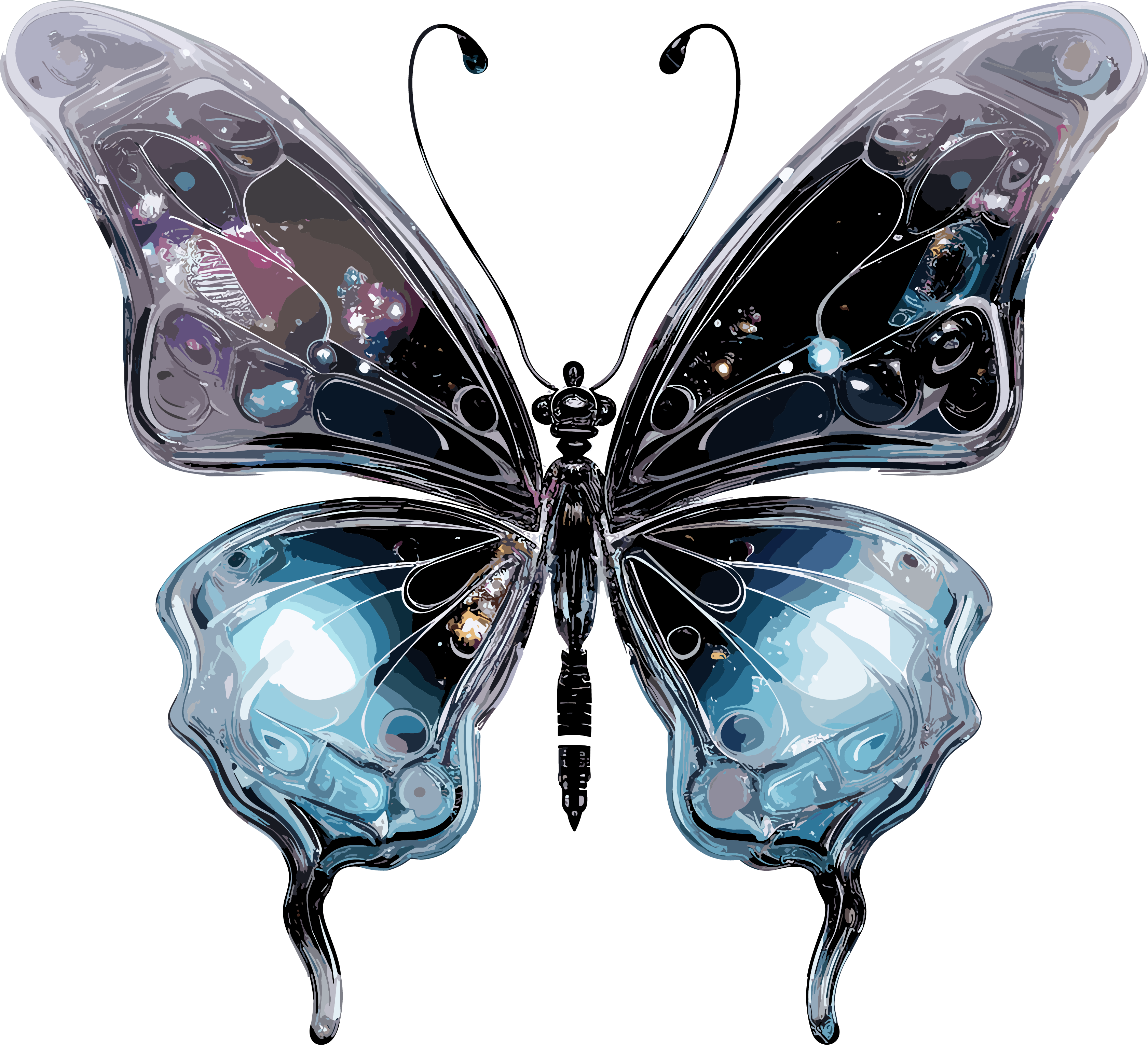 Surreal Cyberpunk Glass Butterfly Icon Material