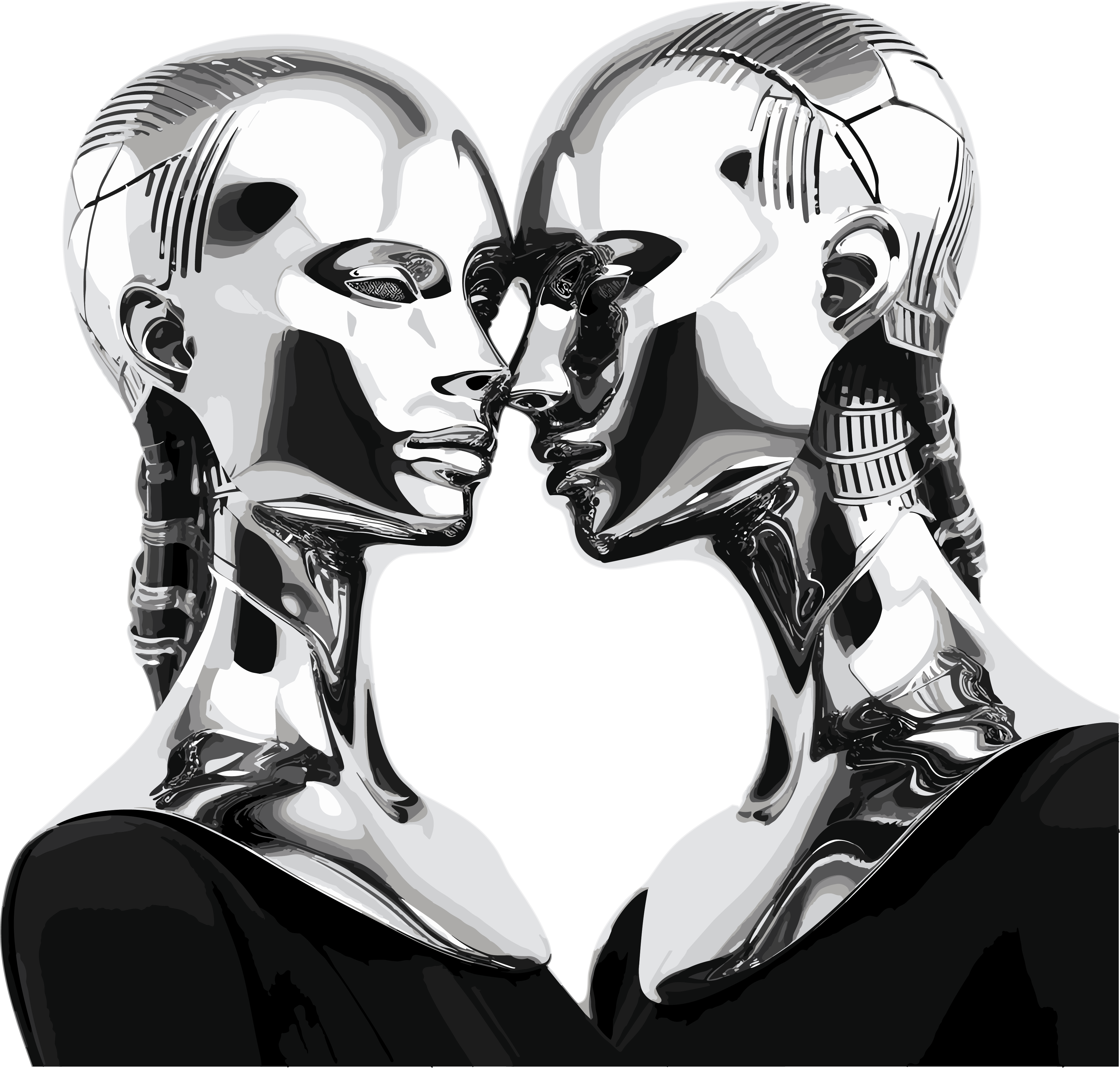 Black and white digital art style punk dynamic human body model material
