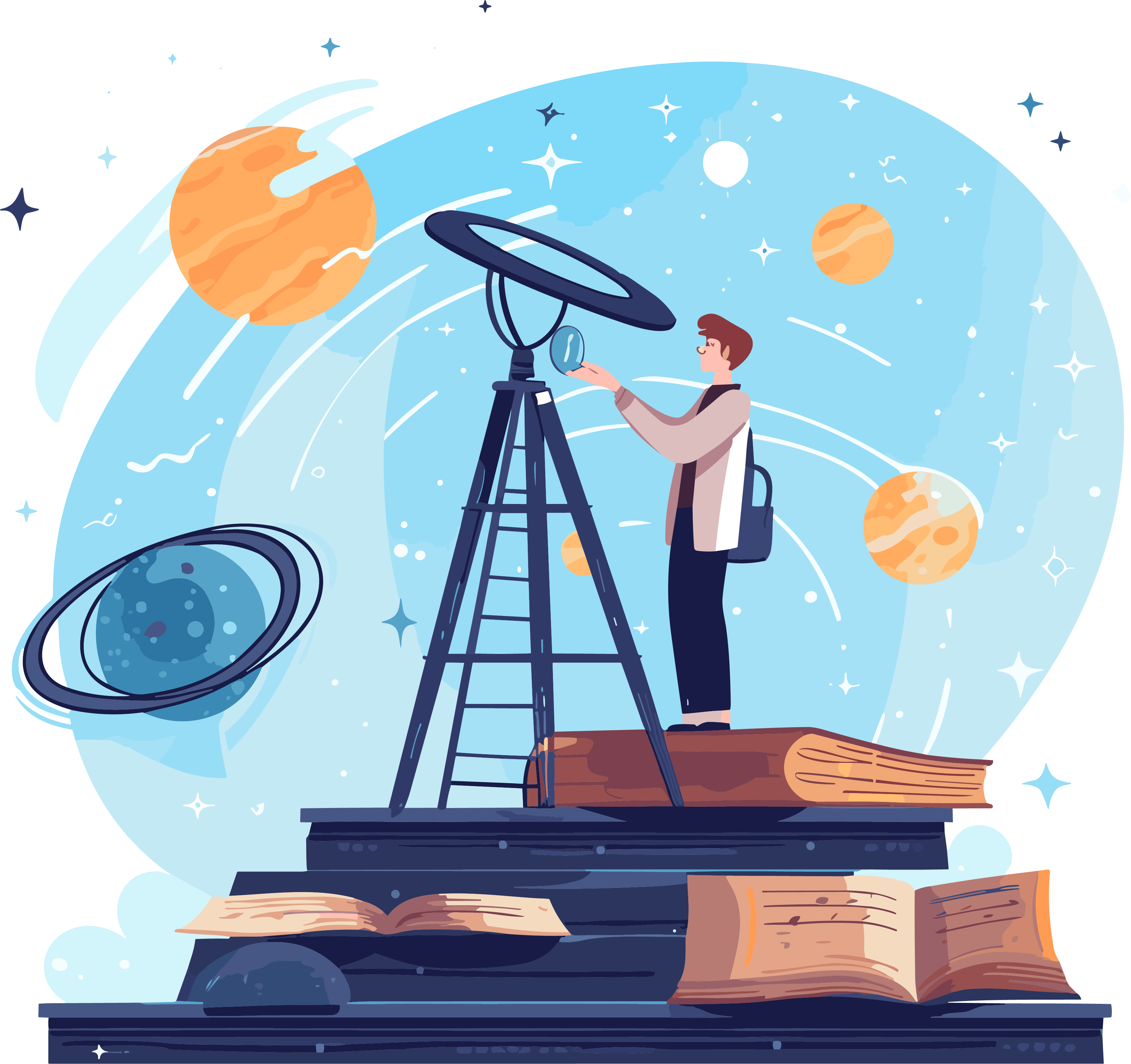 Animated illustration materials in a scientific academic style