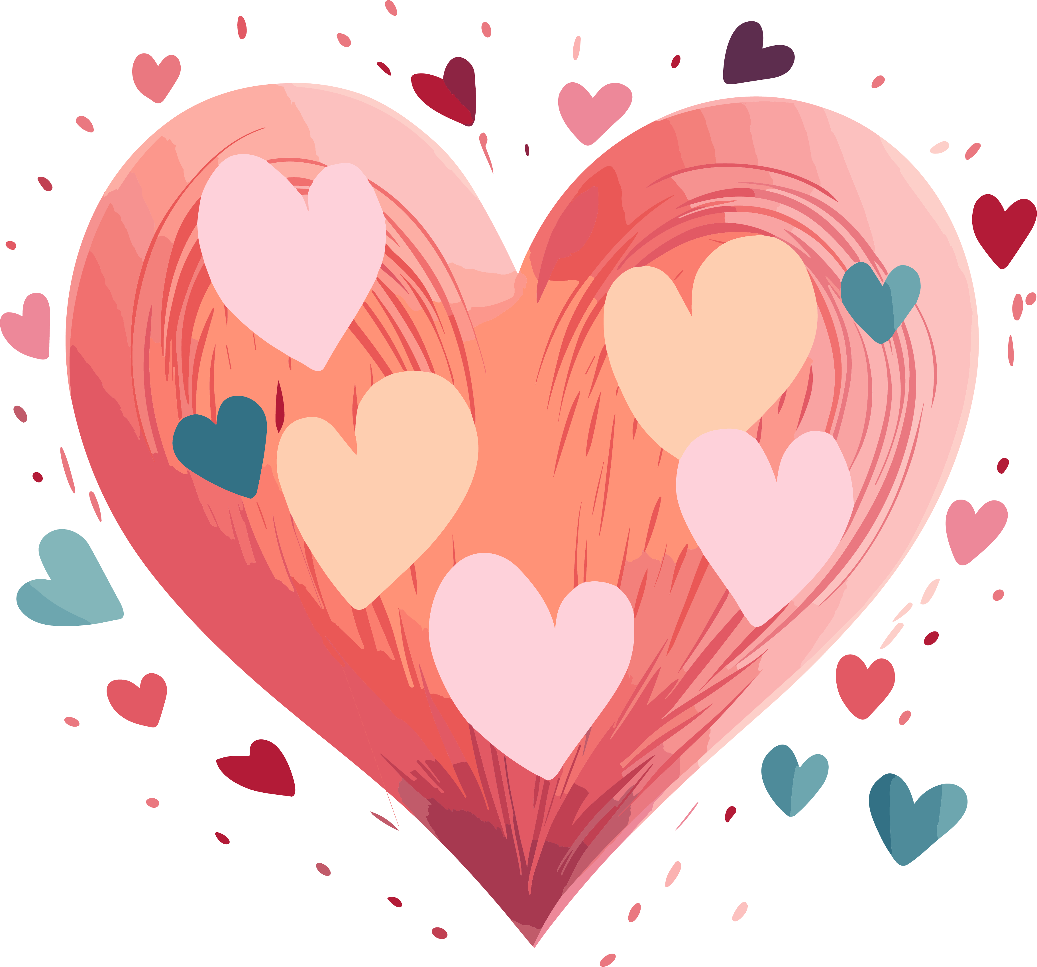 Heart-shaped vector illustration with a transparent background