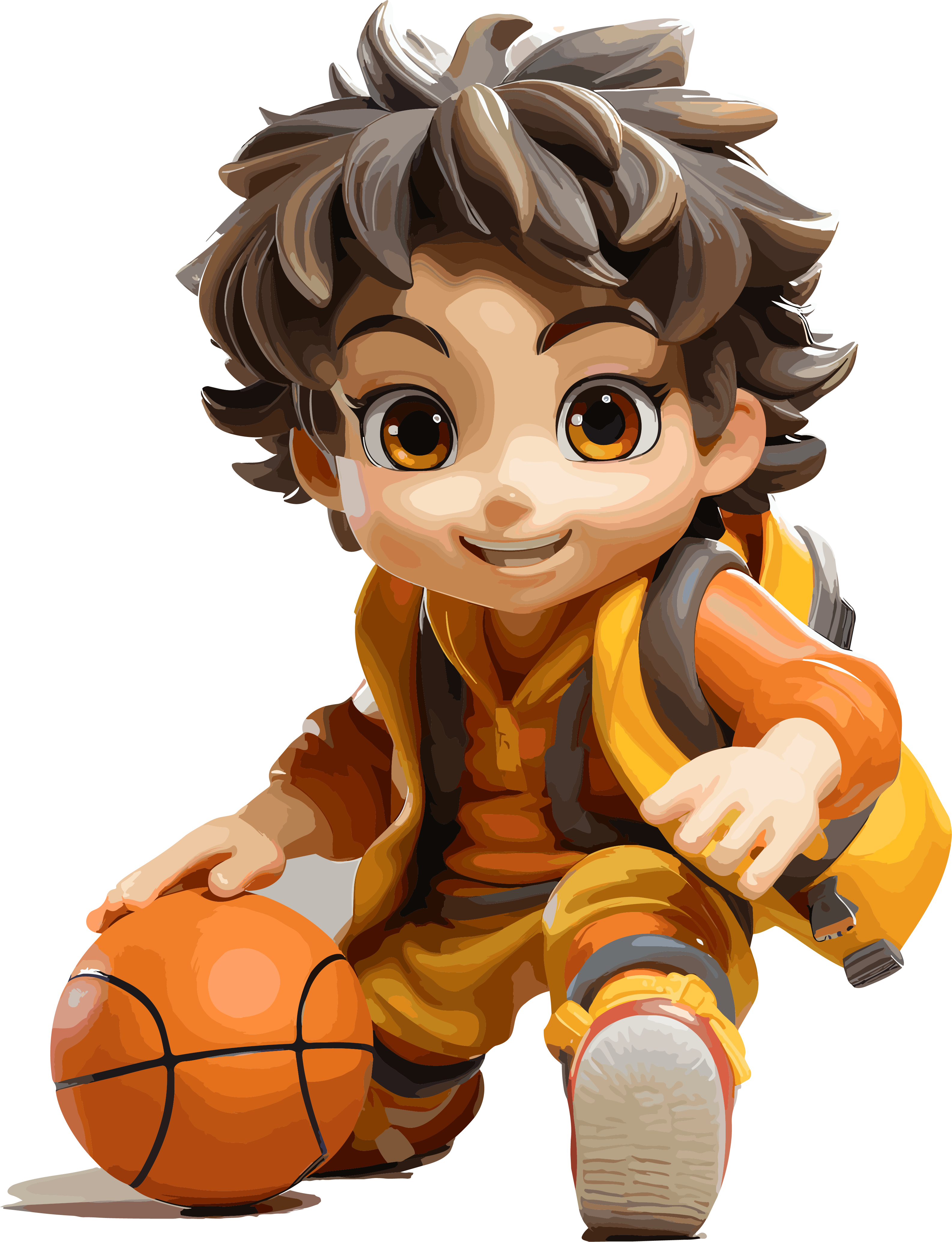 Outstanding Design: Unique Style of Yellow-Orange 3D Basketball Boy