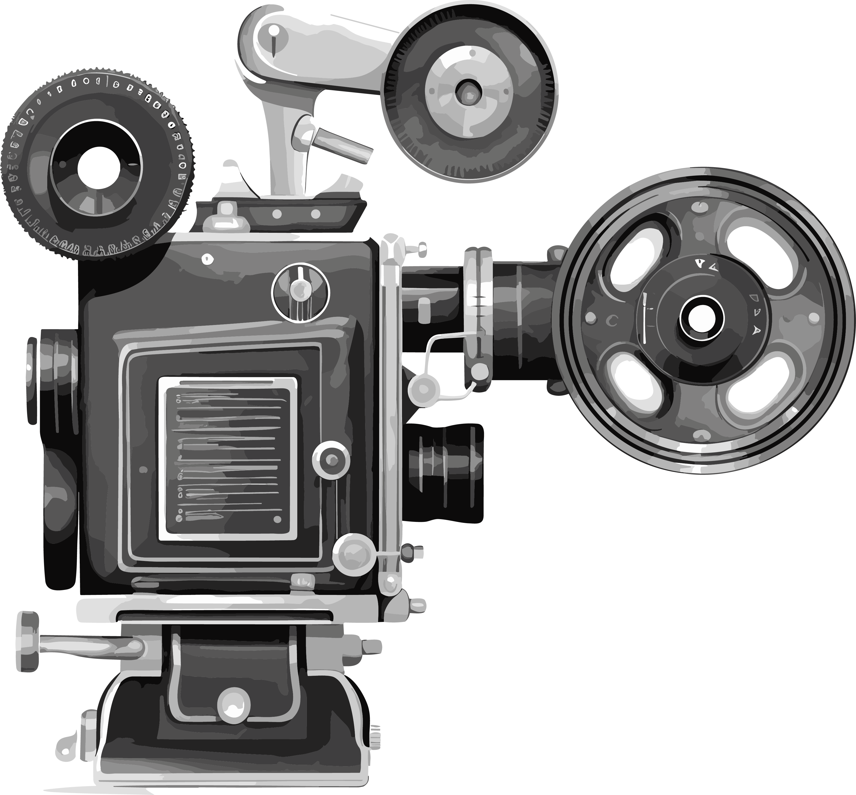 Black and white film camera vector image on a white background certificate