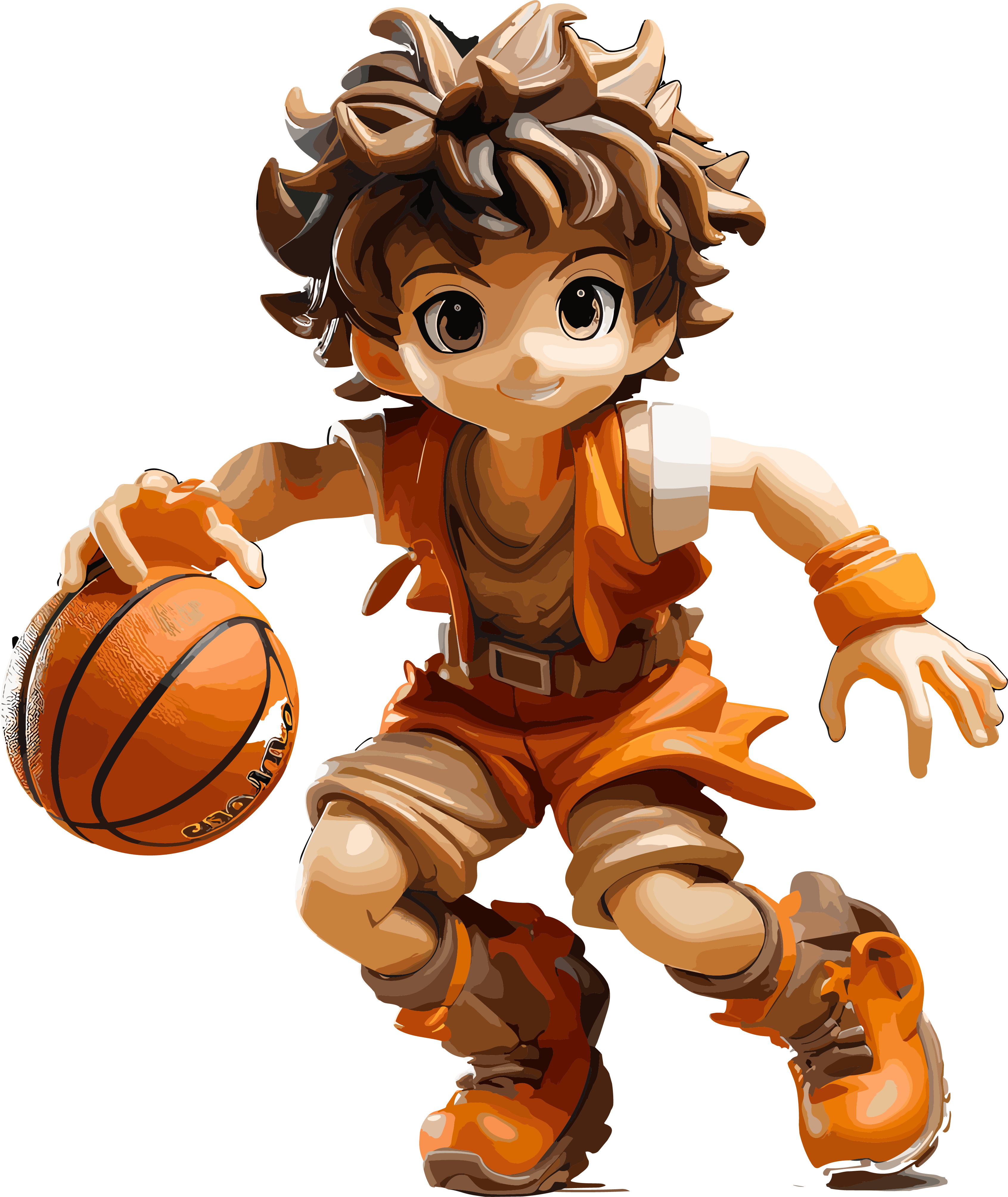 3D boy basketball animation with unique yellow-orange character design
