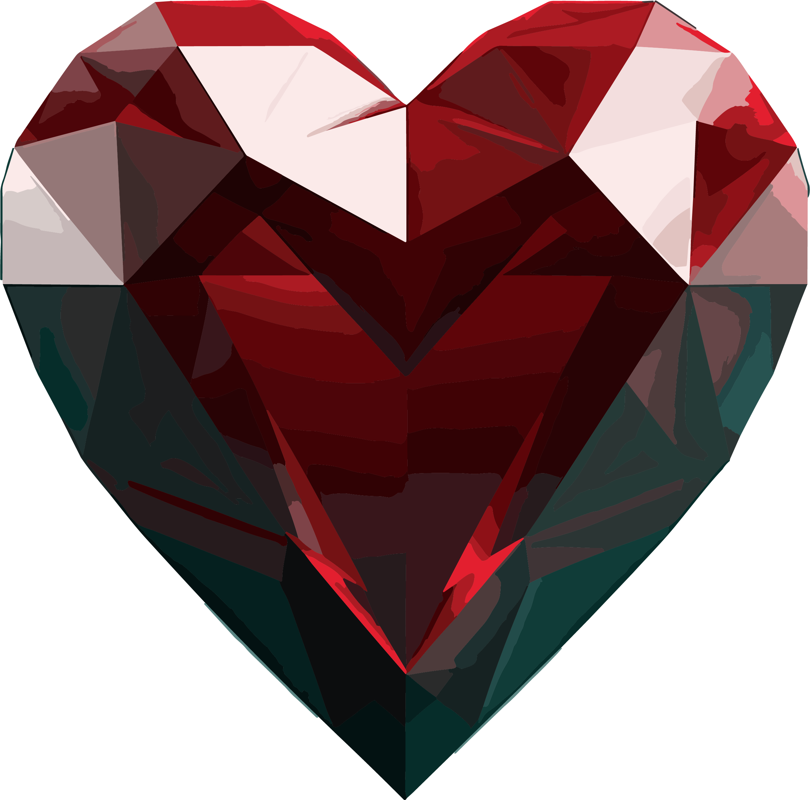 Dynamic Light Red and Emerald Red Heart PNG Graphic Material
