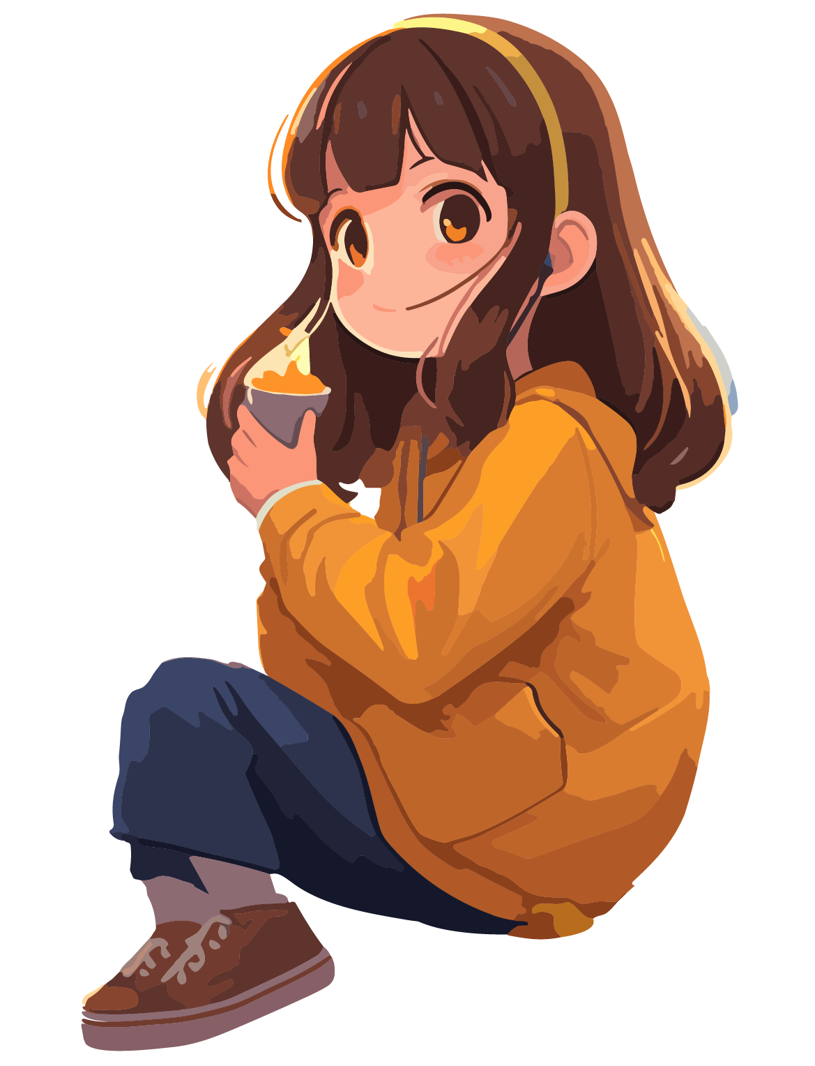 Cute girl yellow sweatshirt element