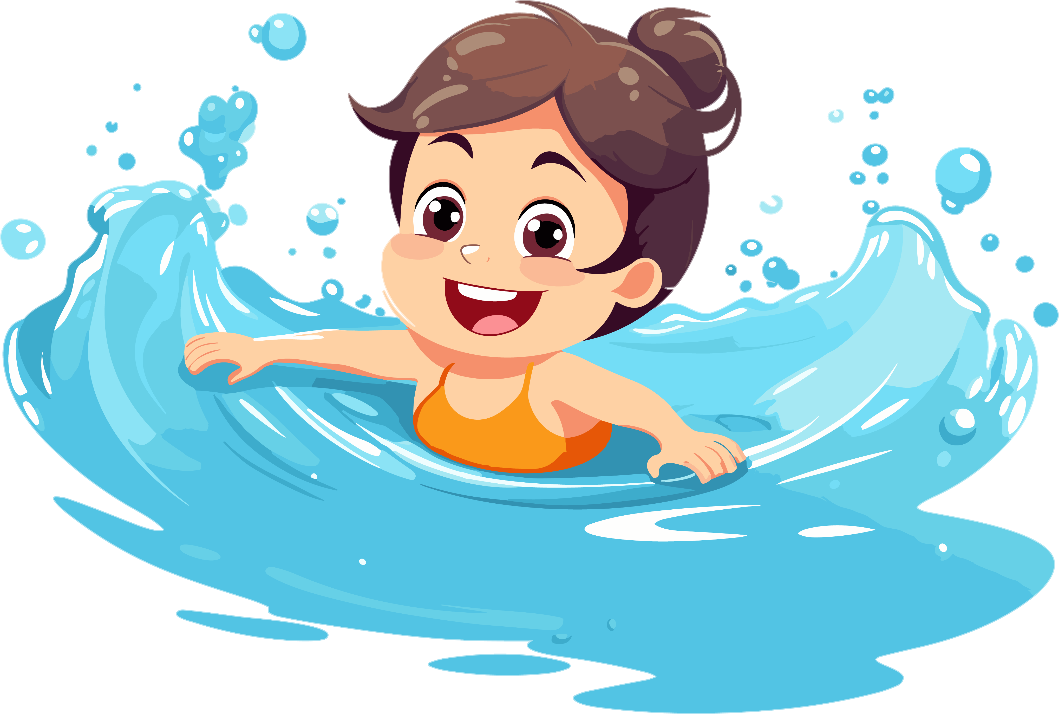Vibrant swimming illustration in water