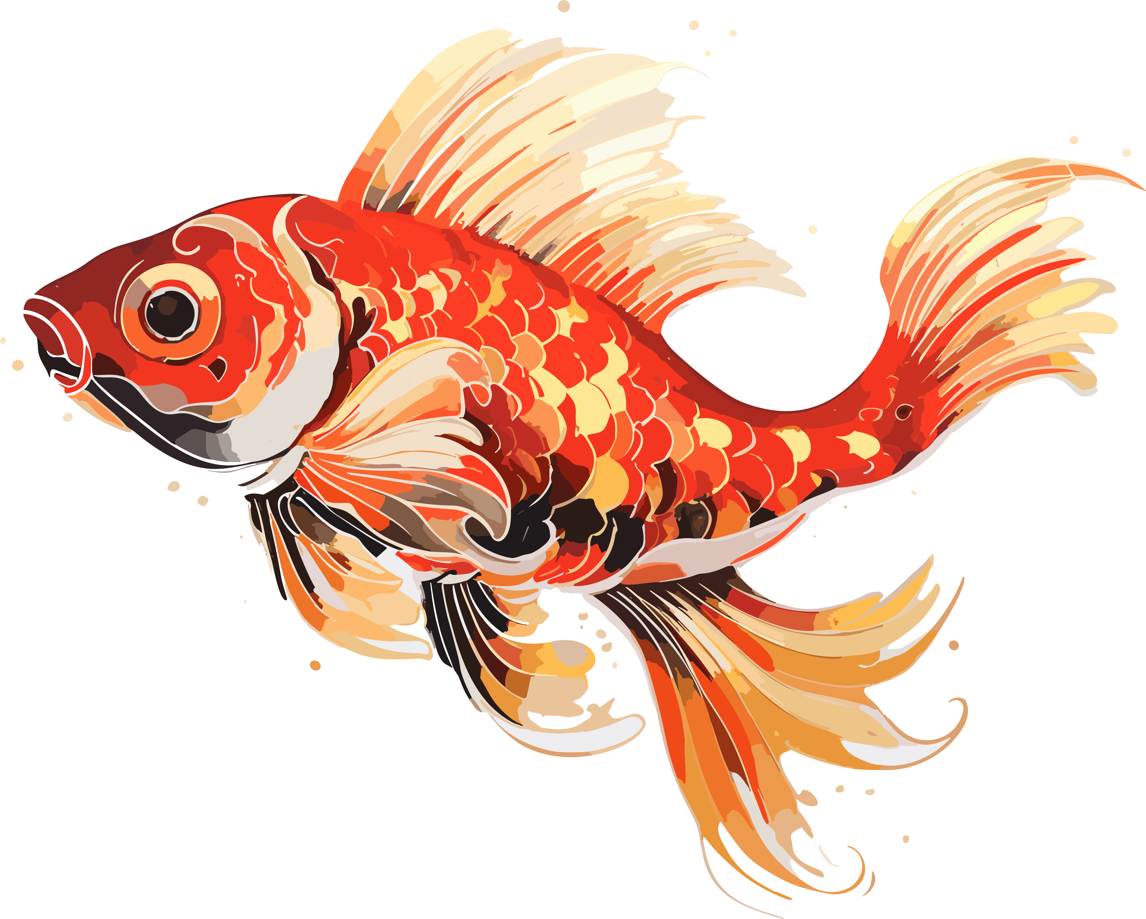 Transparent background high-definition cartoon goldfish graphic material