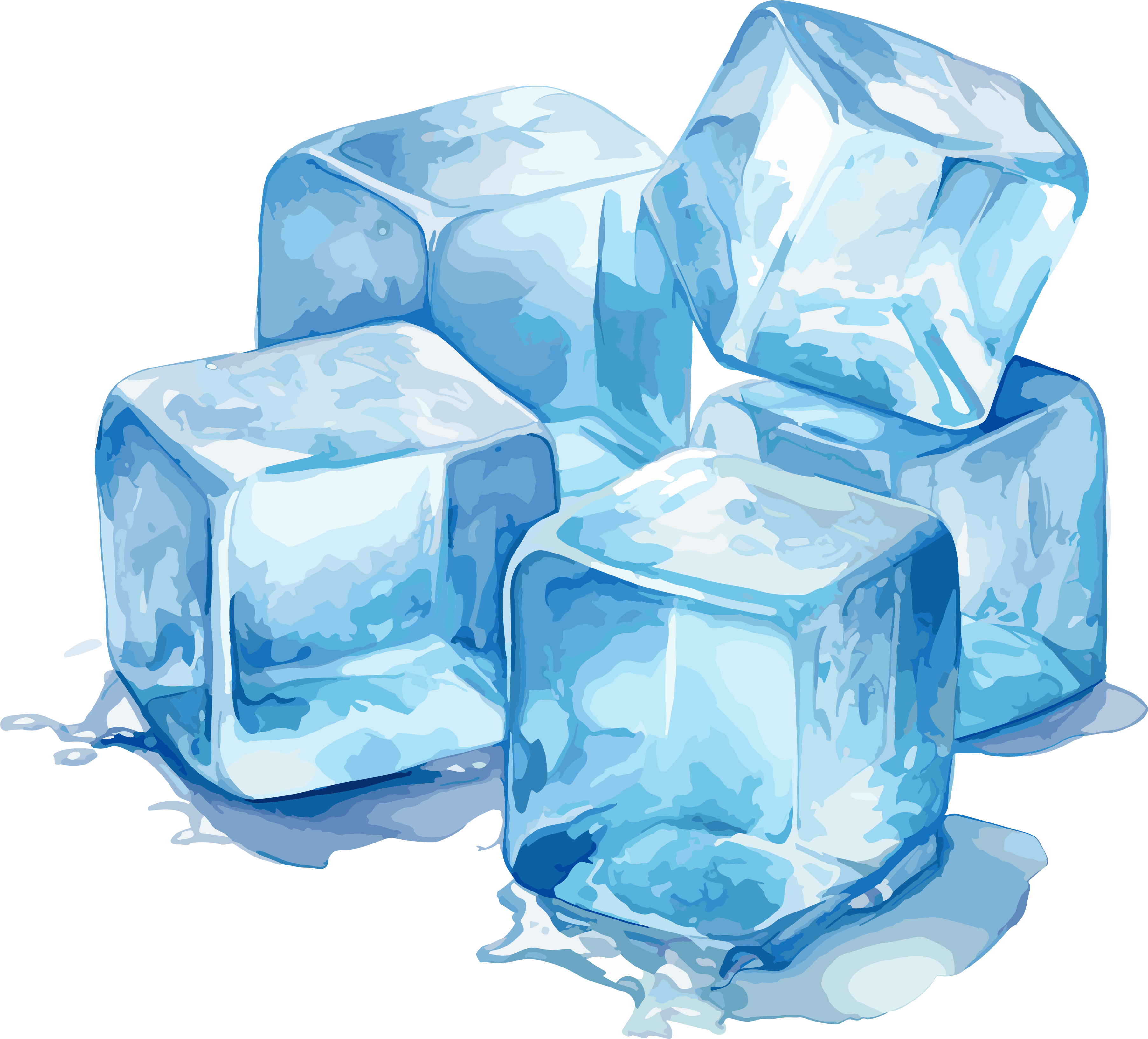 Creative design of watercolor ice cubes on a white surface
