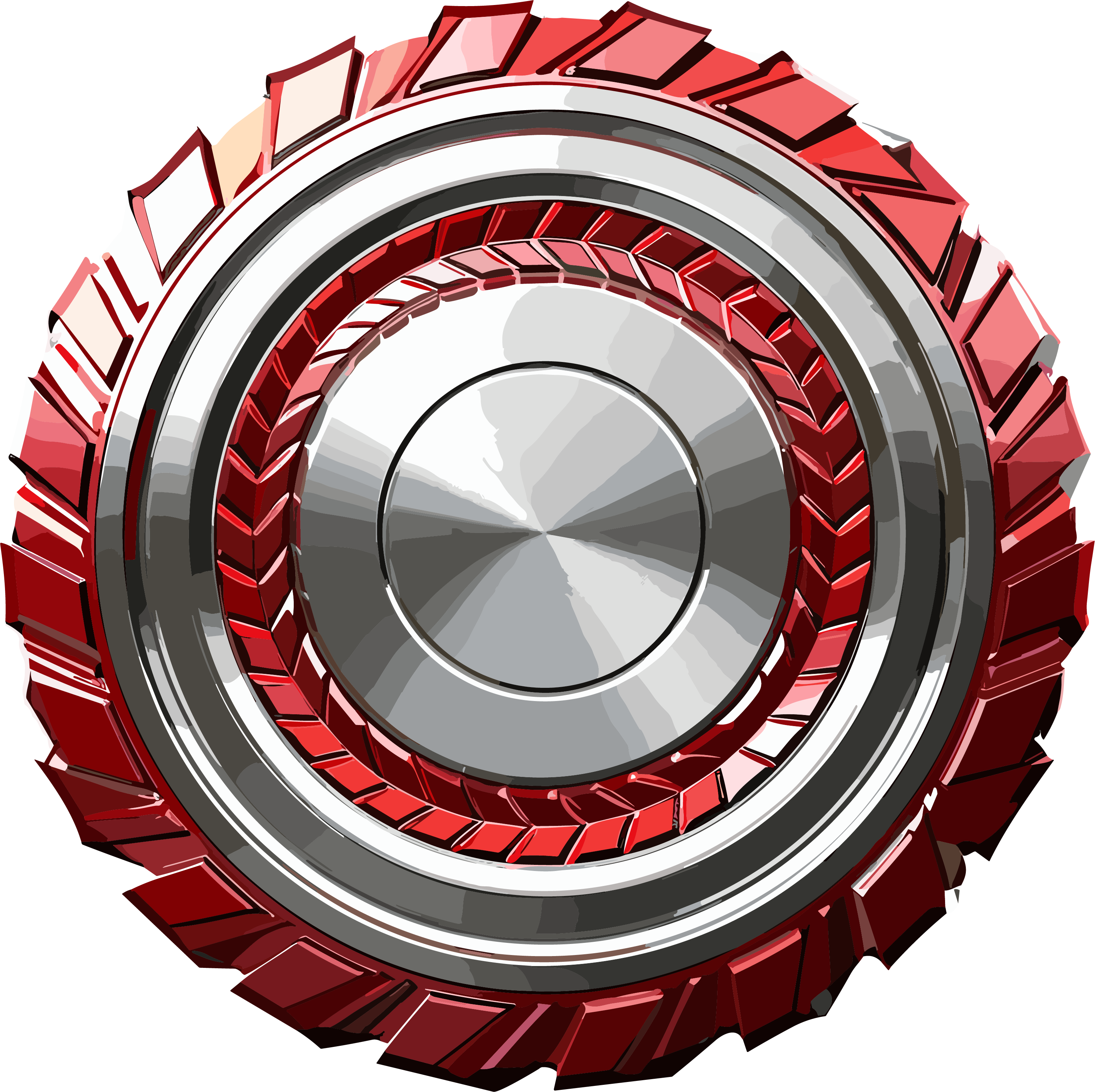 3D shape PNG image in red and silver