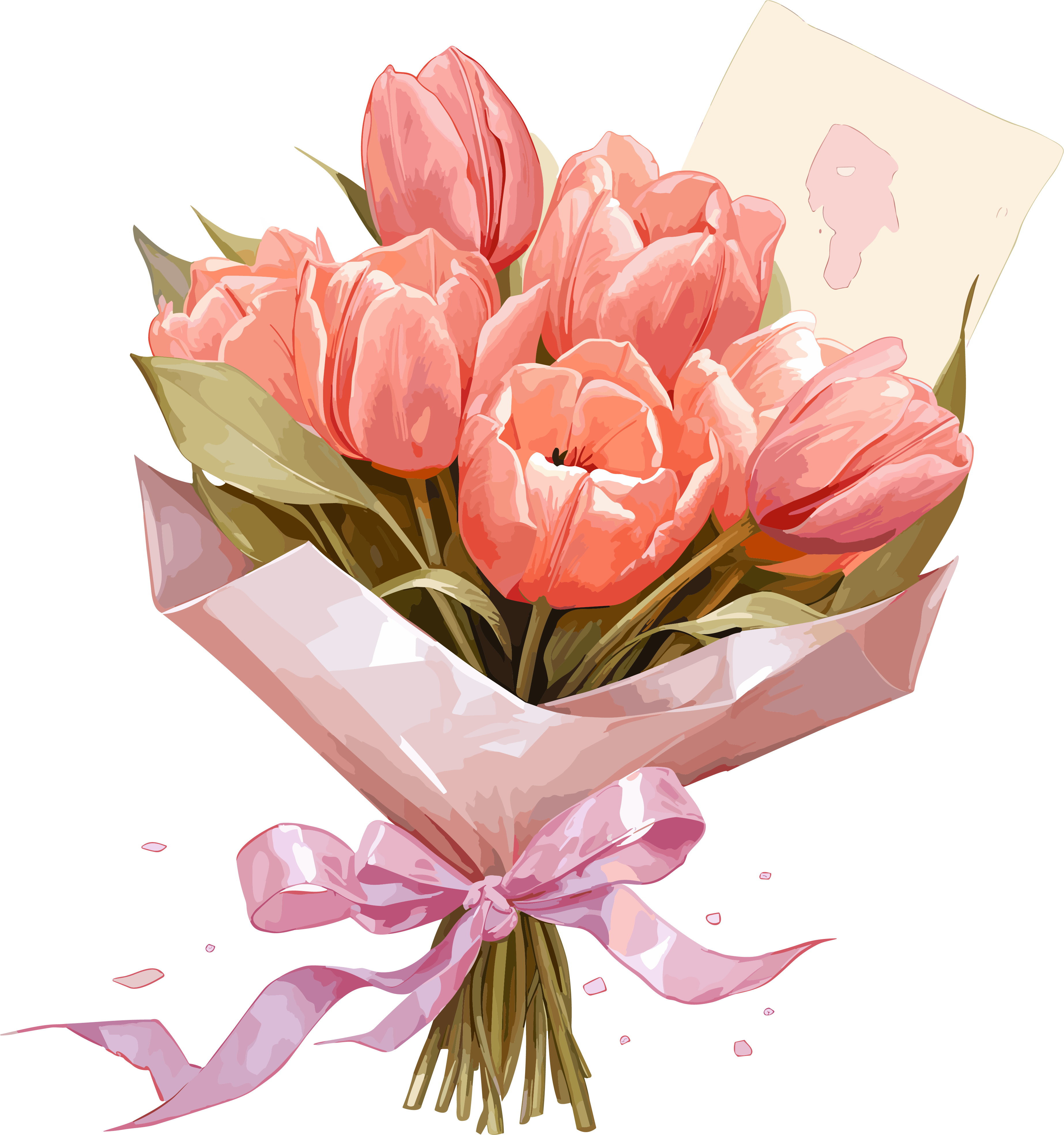 Cute and charming style of the Western Zhou Dynasty sunlight impression theme dynamic bouquet and envelope illustration