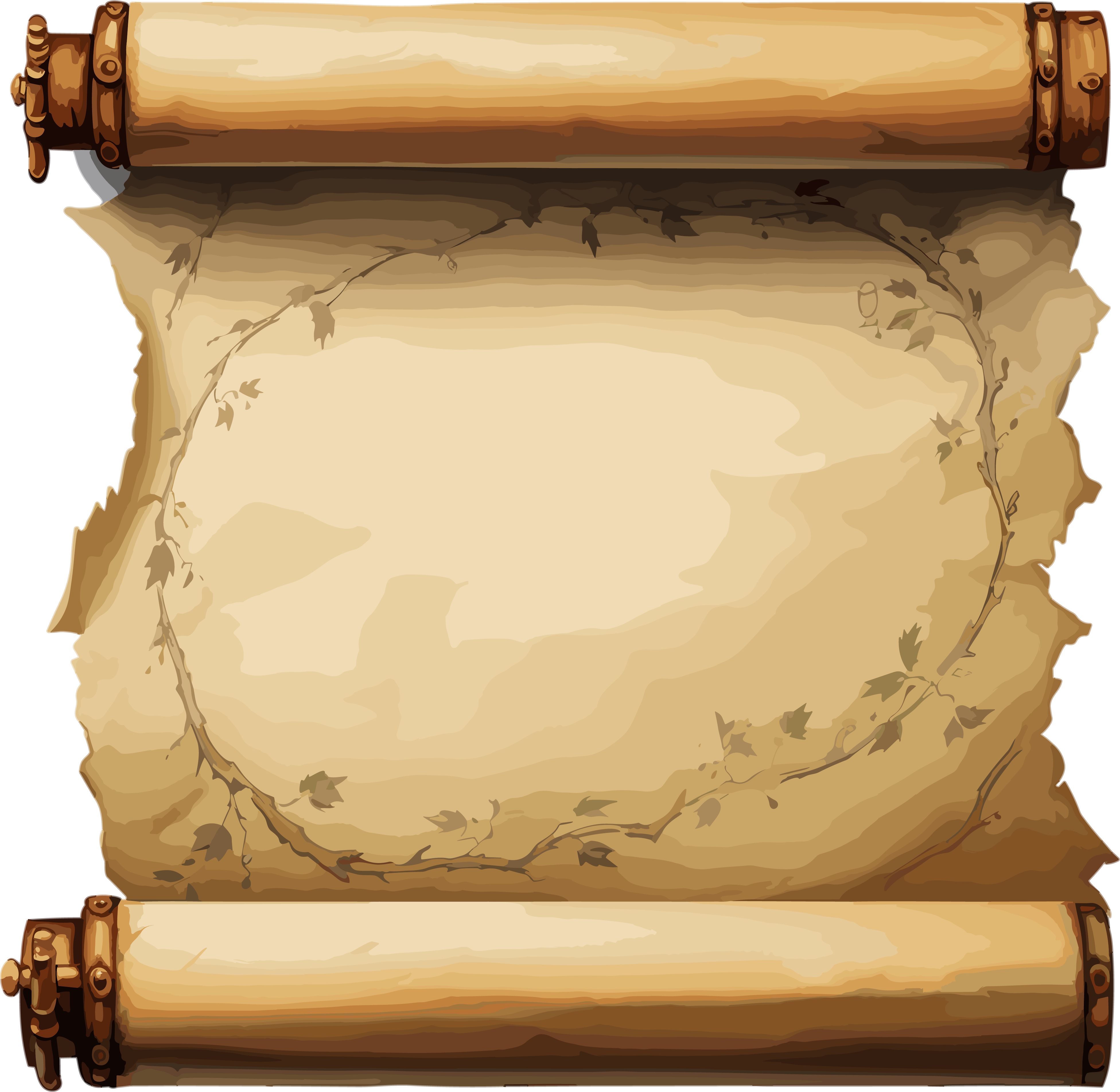 Creative illustration design brown-yellow scroll commercial use material