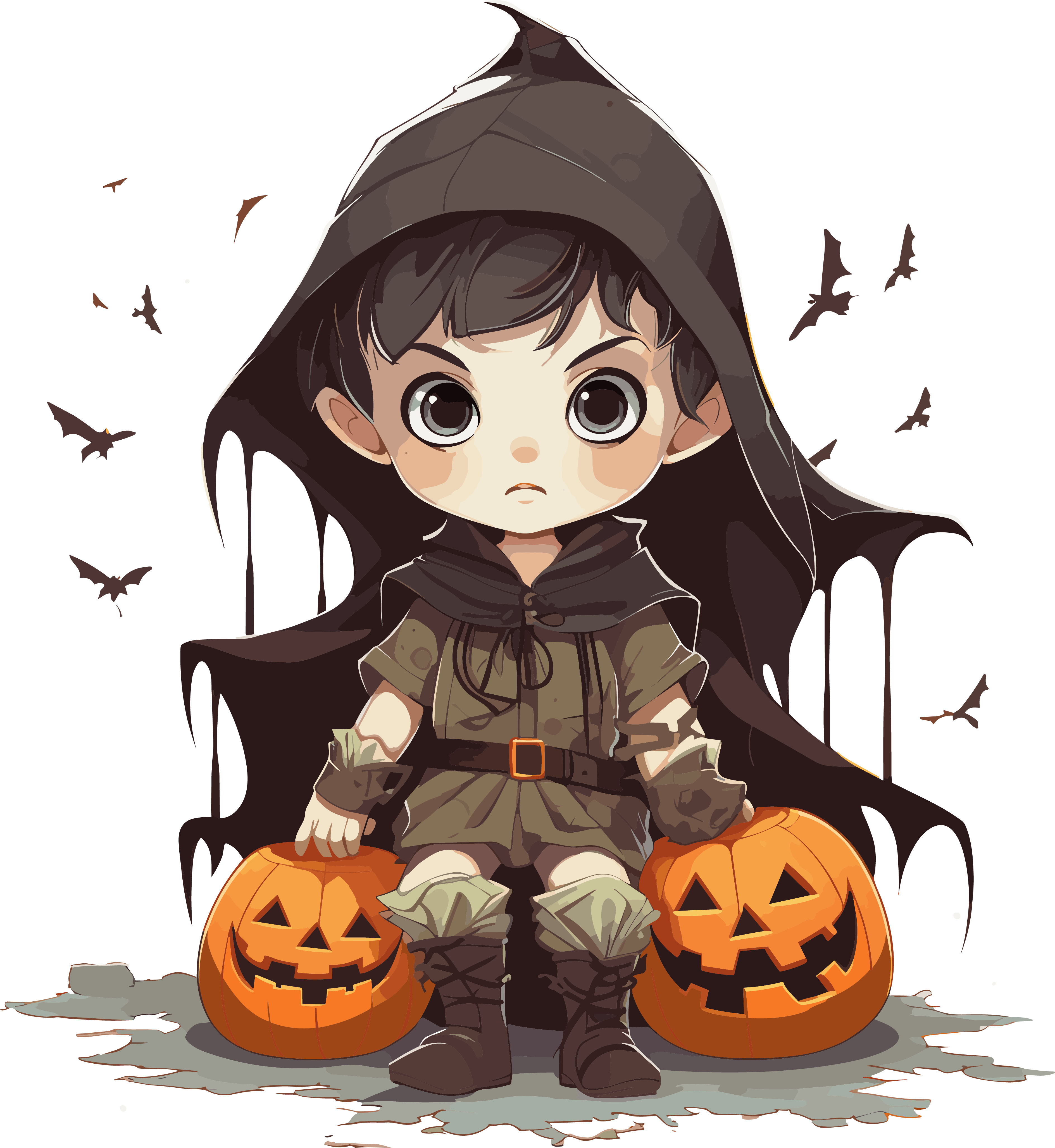 Halloween scary children's illustration materials